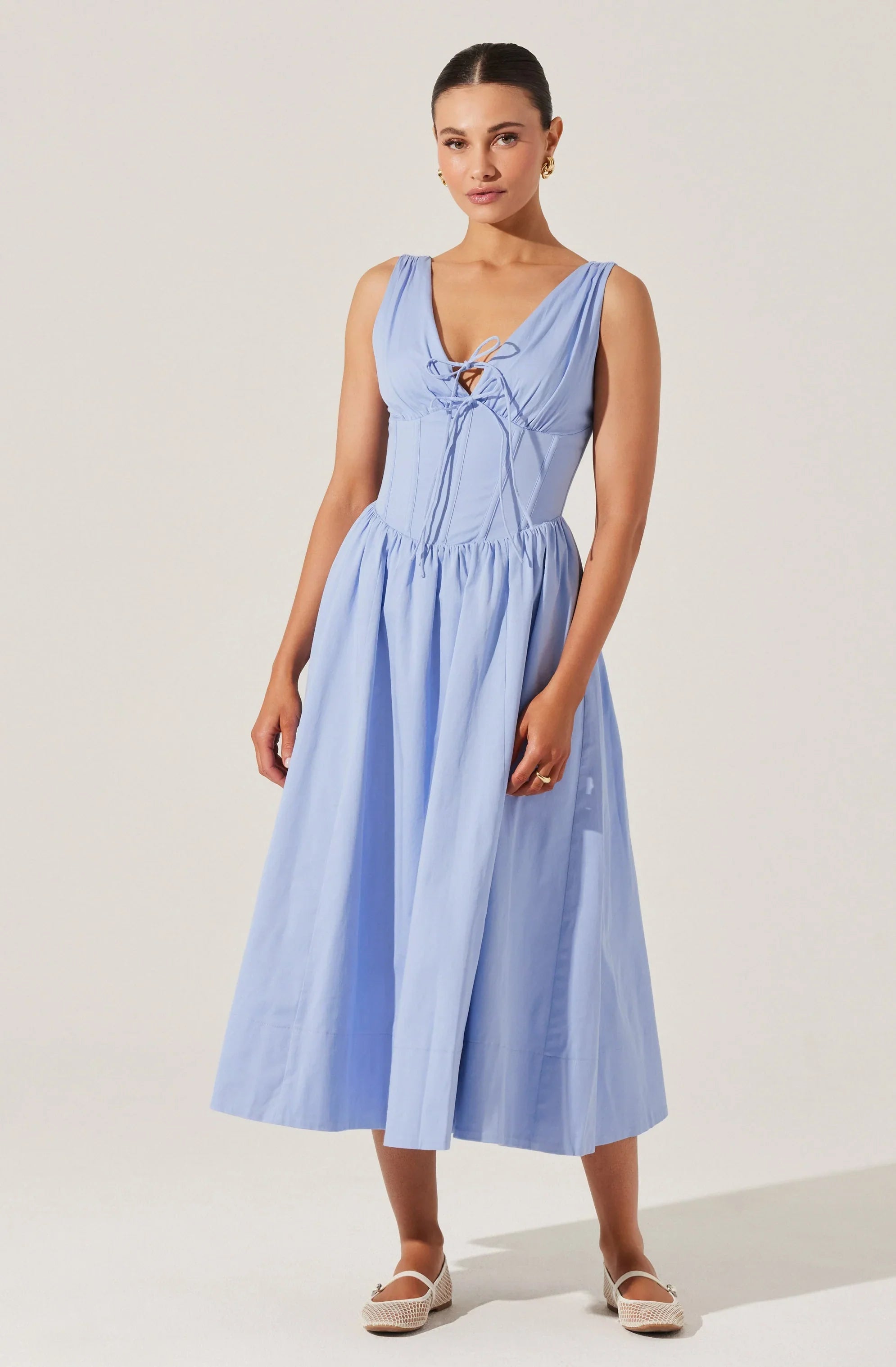 Lbruh Maili Corset Poplin Midi Dress