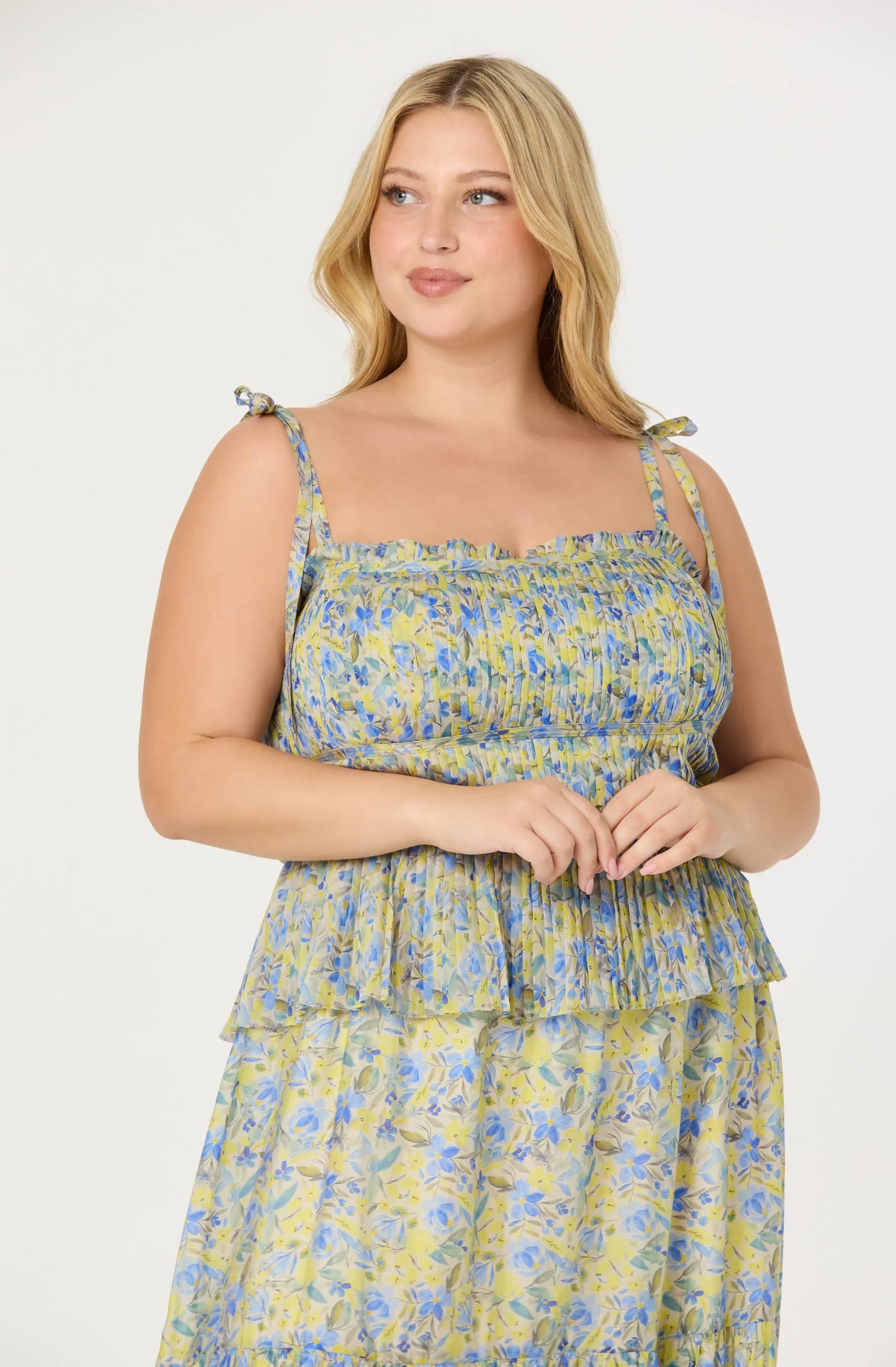 Lbruh Ethelind Floral Pleated Maxi Dress
