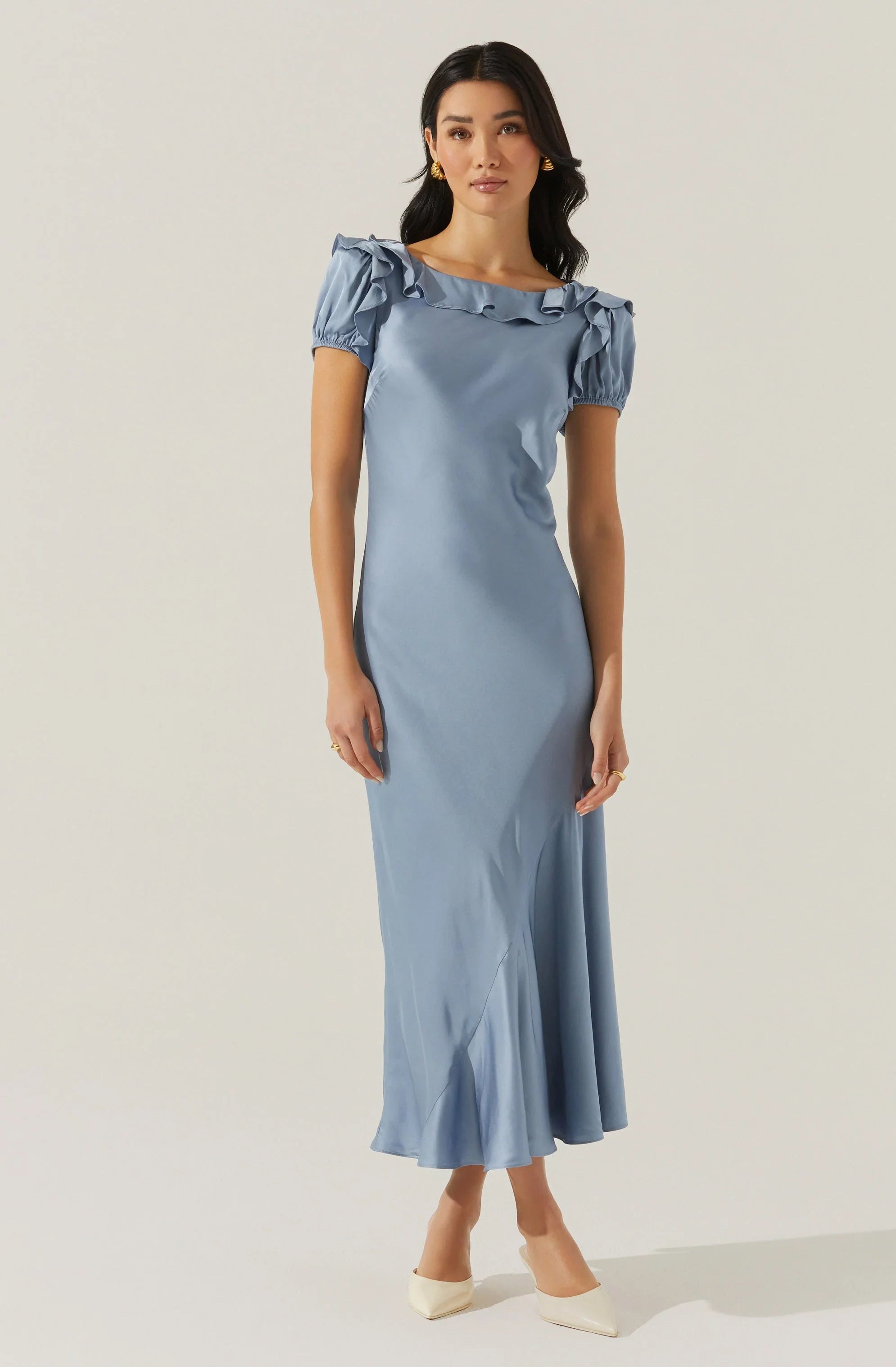 Lbruh Auden Satin Ruffle Midi dress