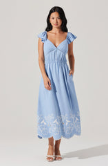 Lbruh Odeletta Embroidered Floral Trim Midi Dress