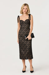 Lbruh Donne Floral Lace Midi Dress