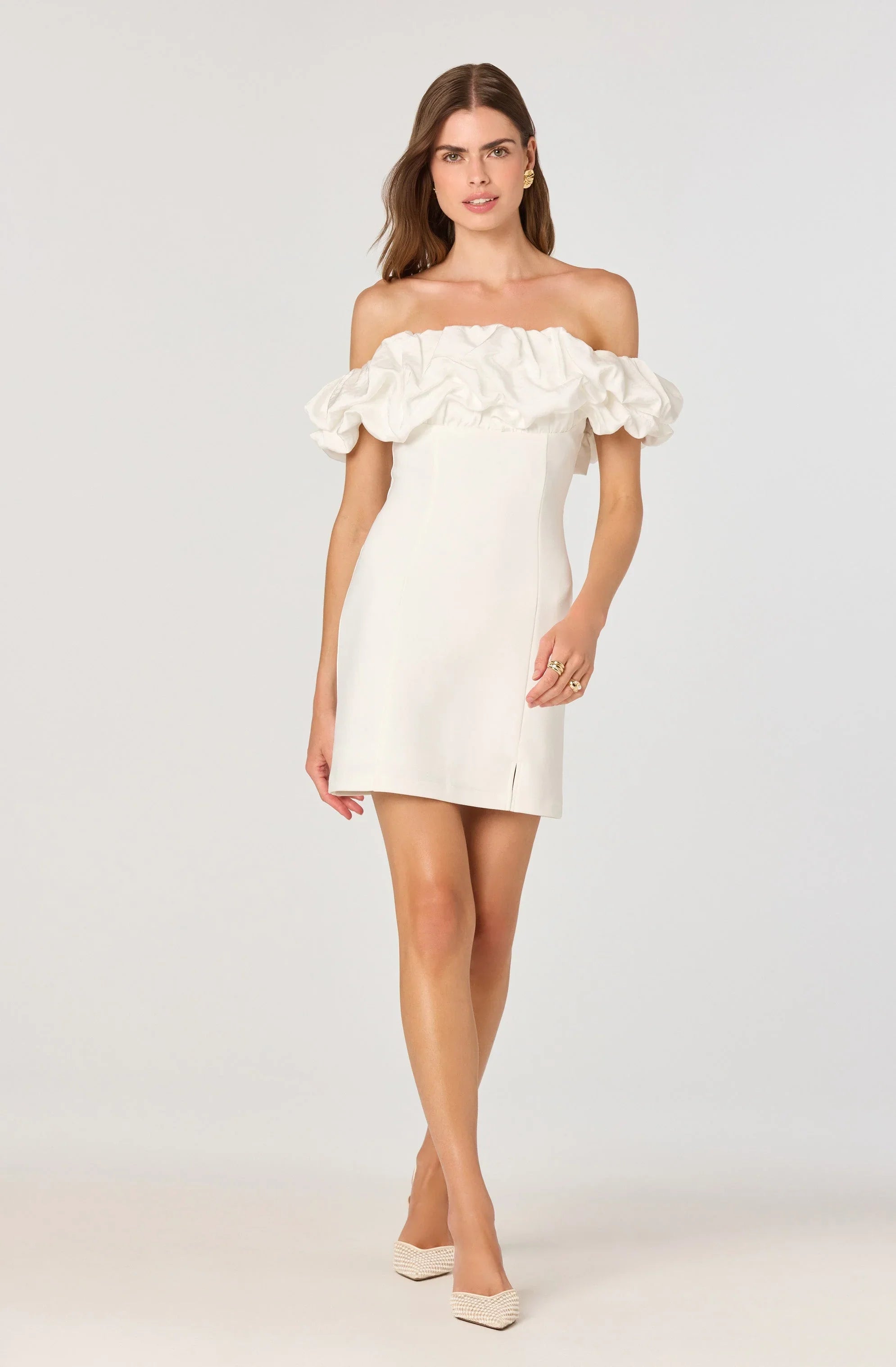 Lbruh Ruffle Strapless Off Shoulder Dress