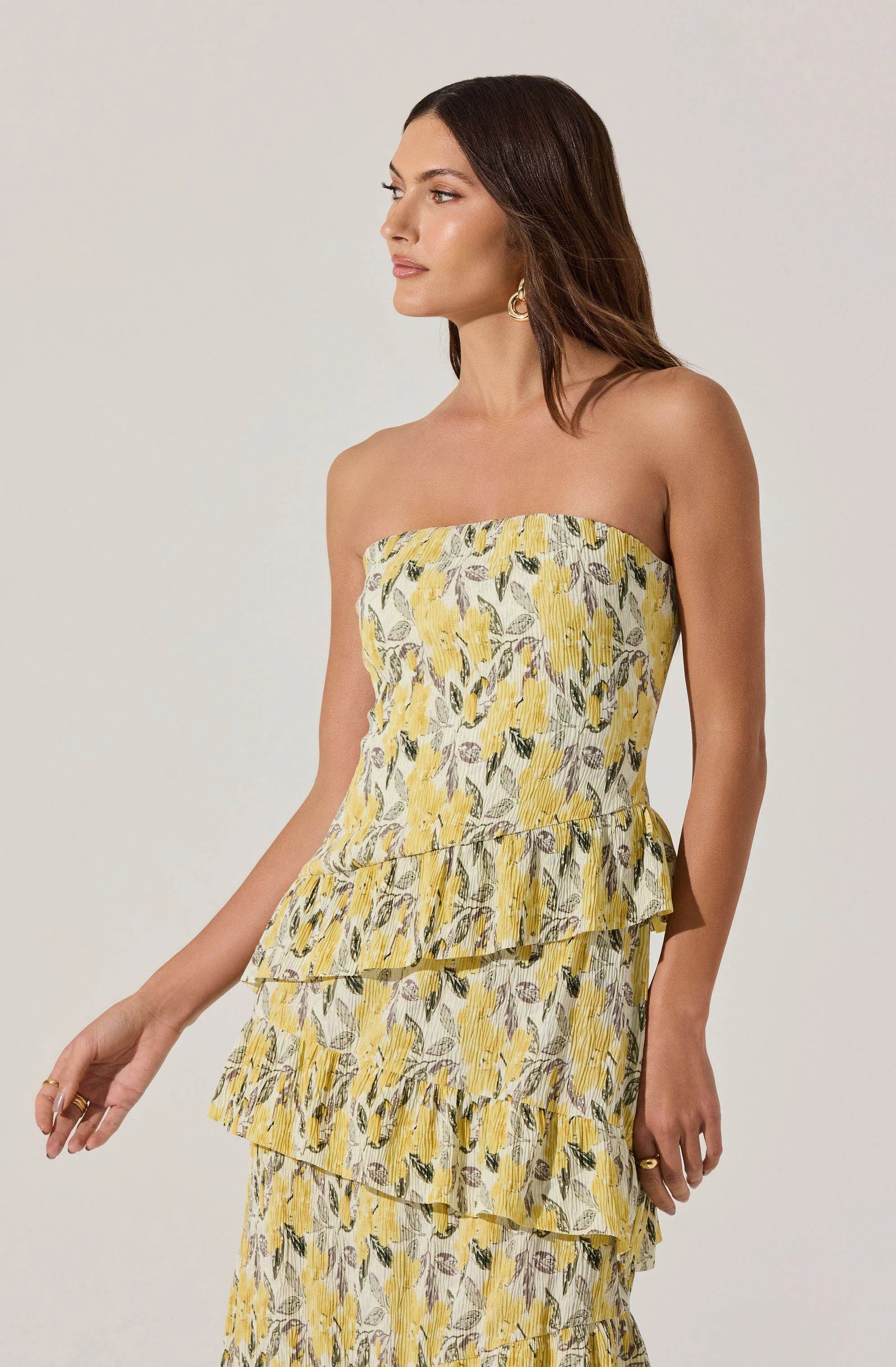 Lbruh Asymmetrical Tiered Ruffle Midi Dress