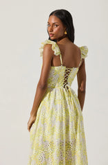 Lbruh Wedelia Eyelet Bustier Floral Midi Dress