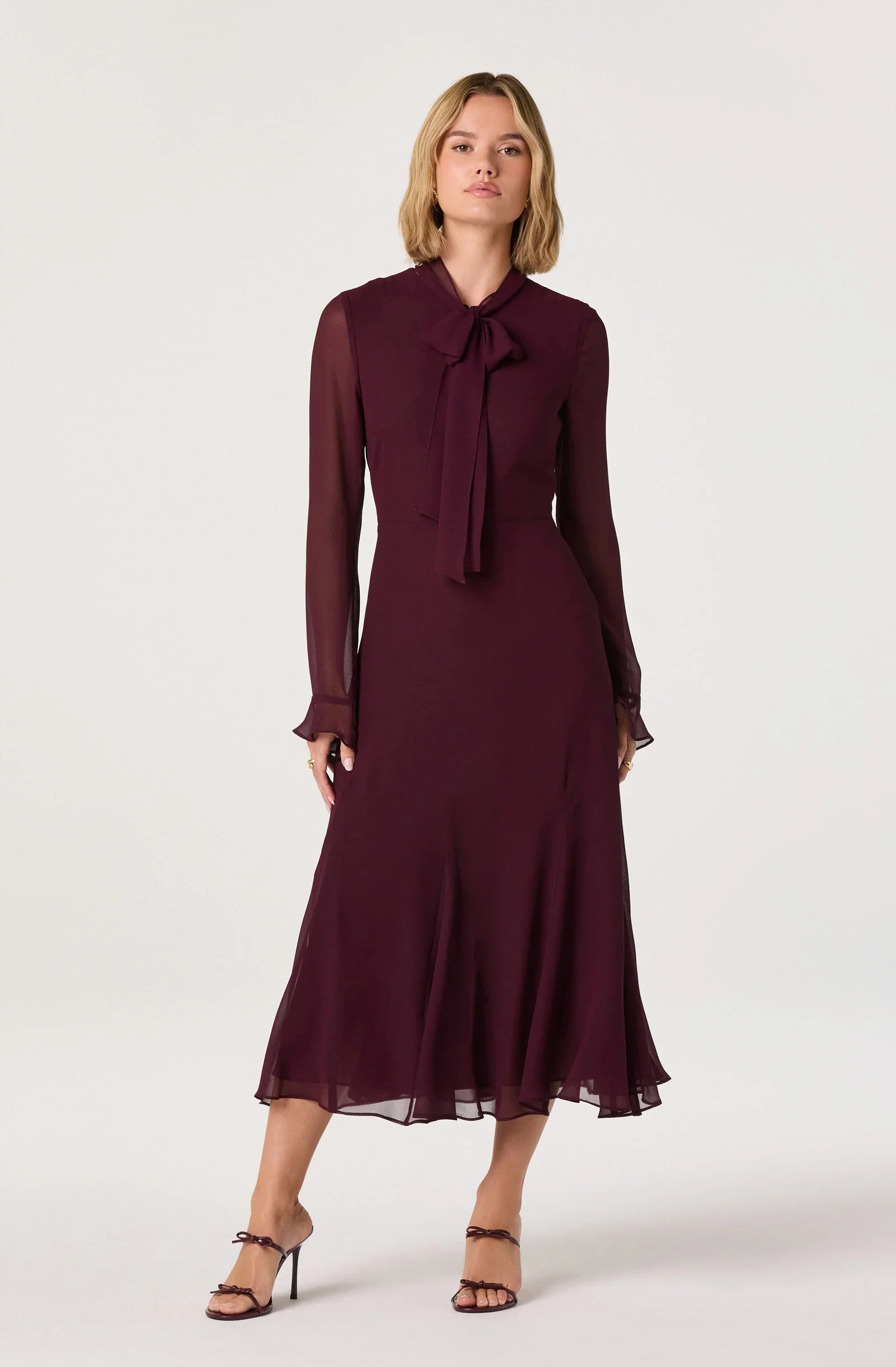 Lbruh Tie Neck Midi Dress