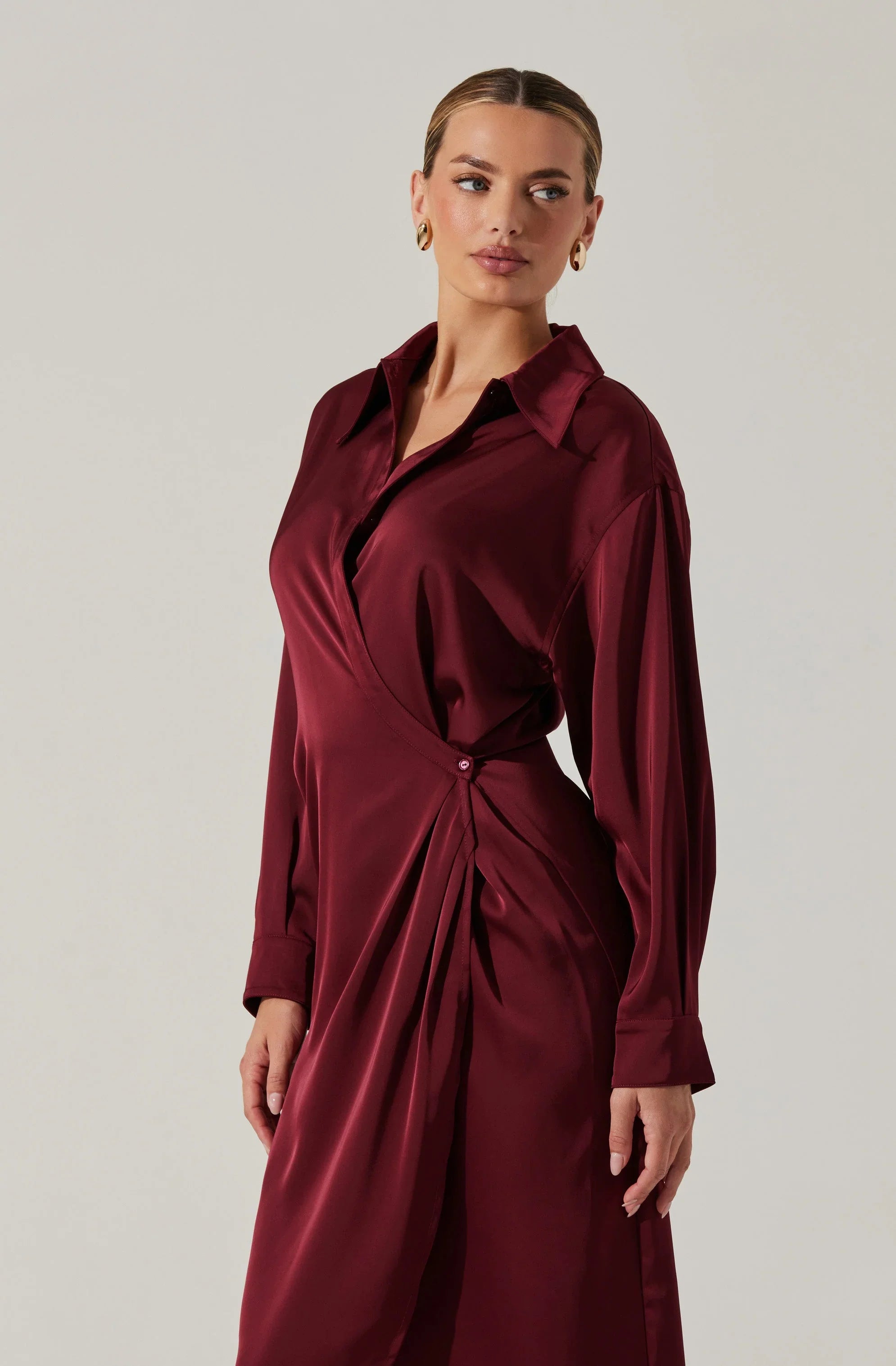 Lbruh Ira Satin Wrap Shirt Dress