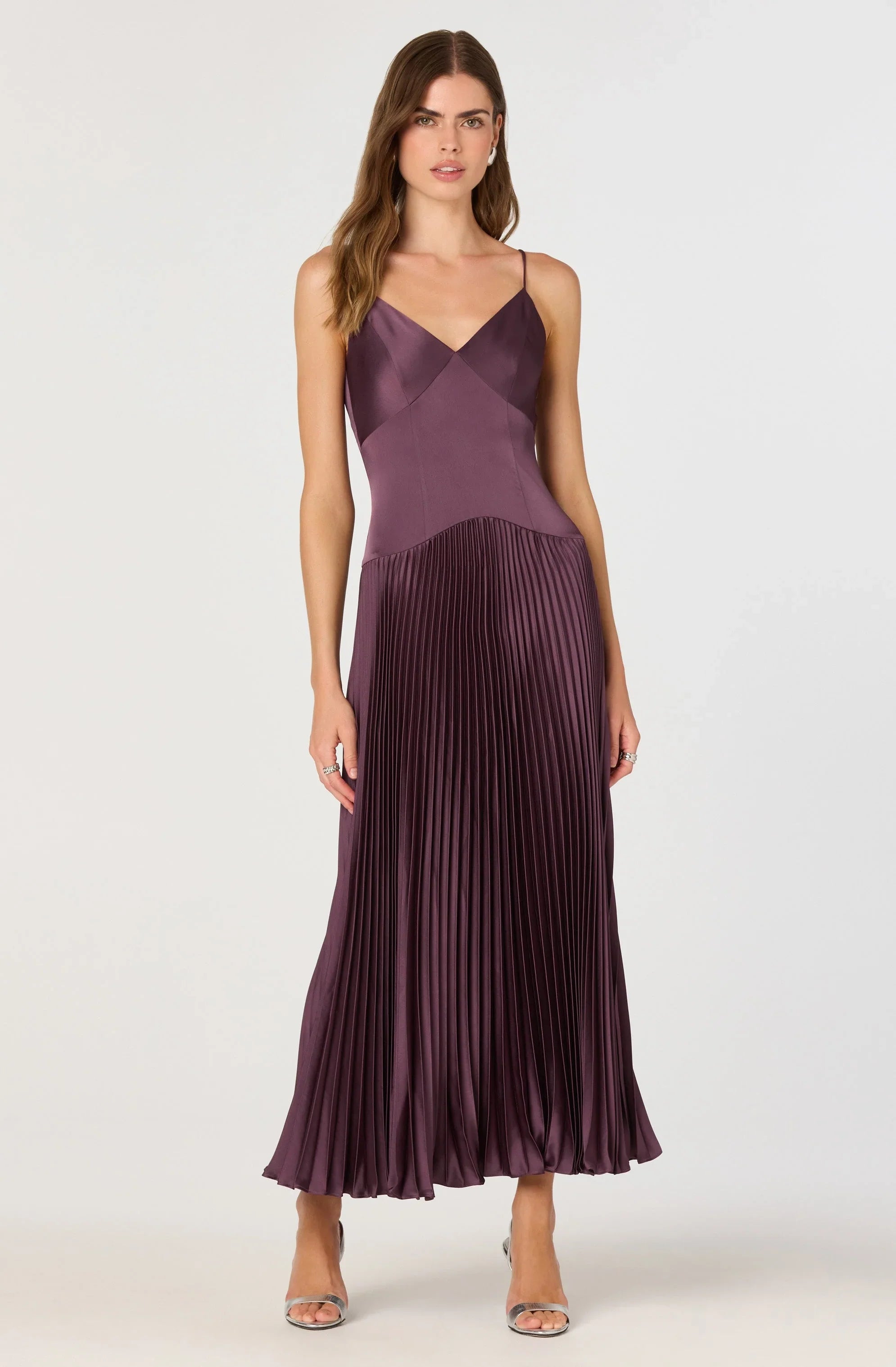 Inixyf Pleated Drop Waist Maxi Dress