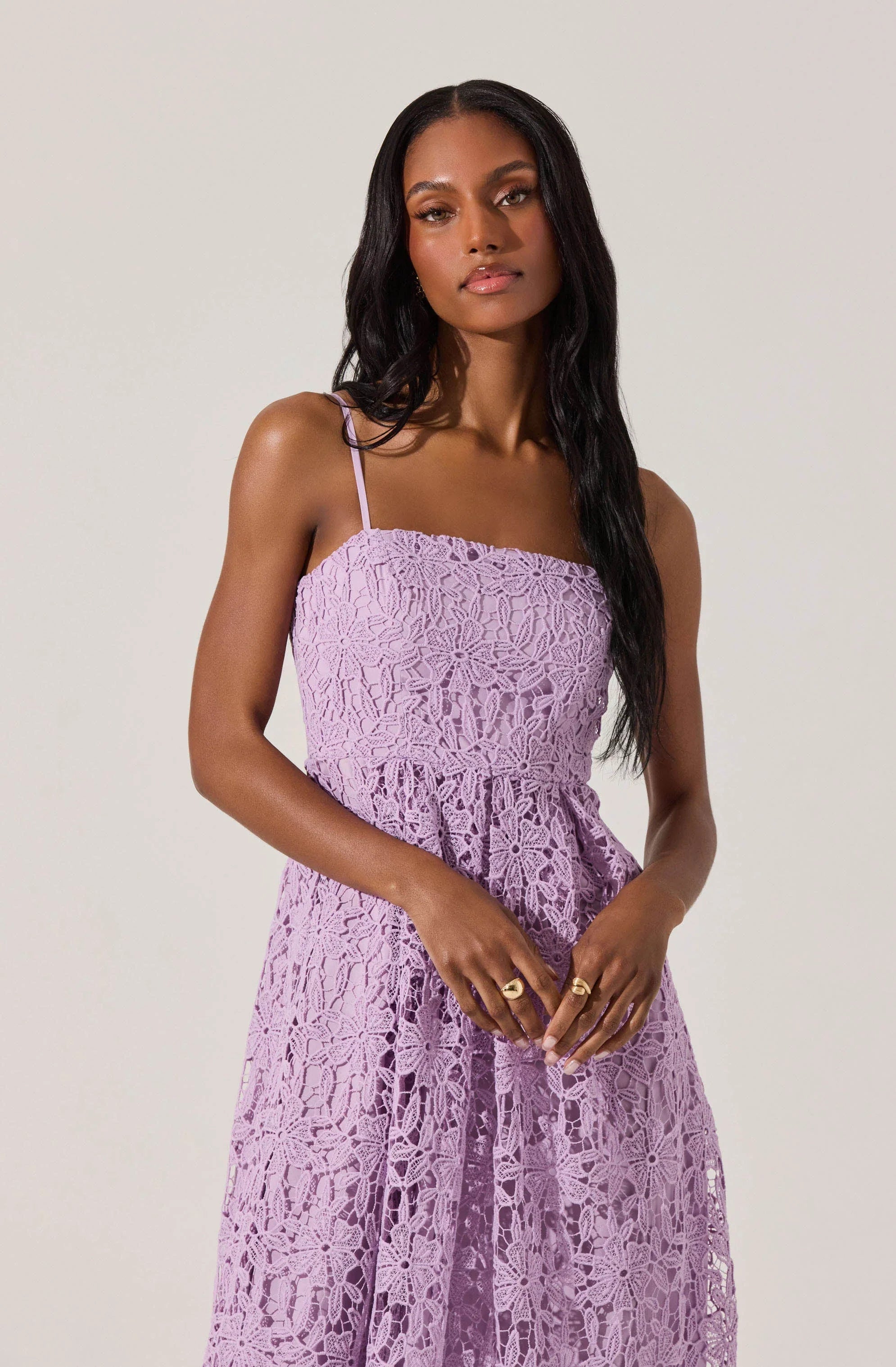 Lbruh Floral Lace Midi Dress