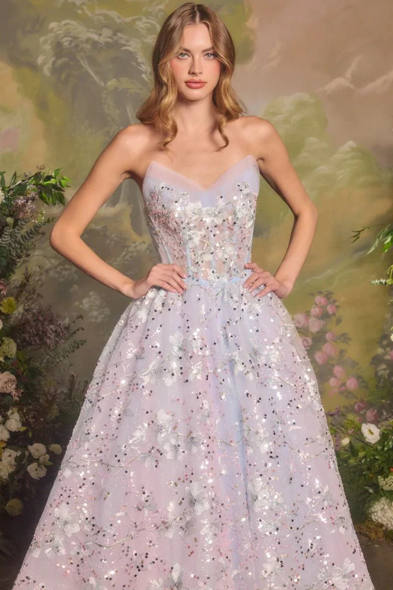 A1485 - A-line Cocktail Midi Dress - Andrea & Leo