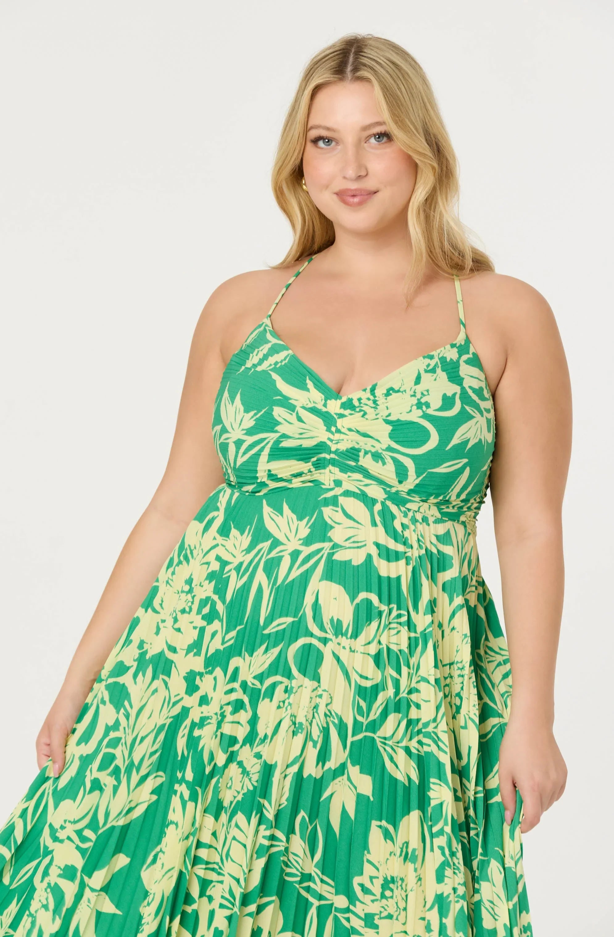 Inixyf Blythe Floral Plisse Midi Dress