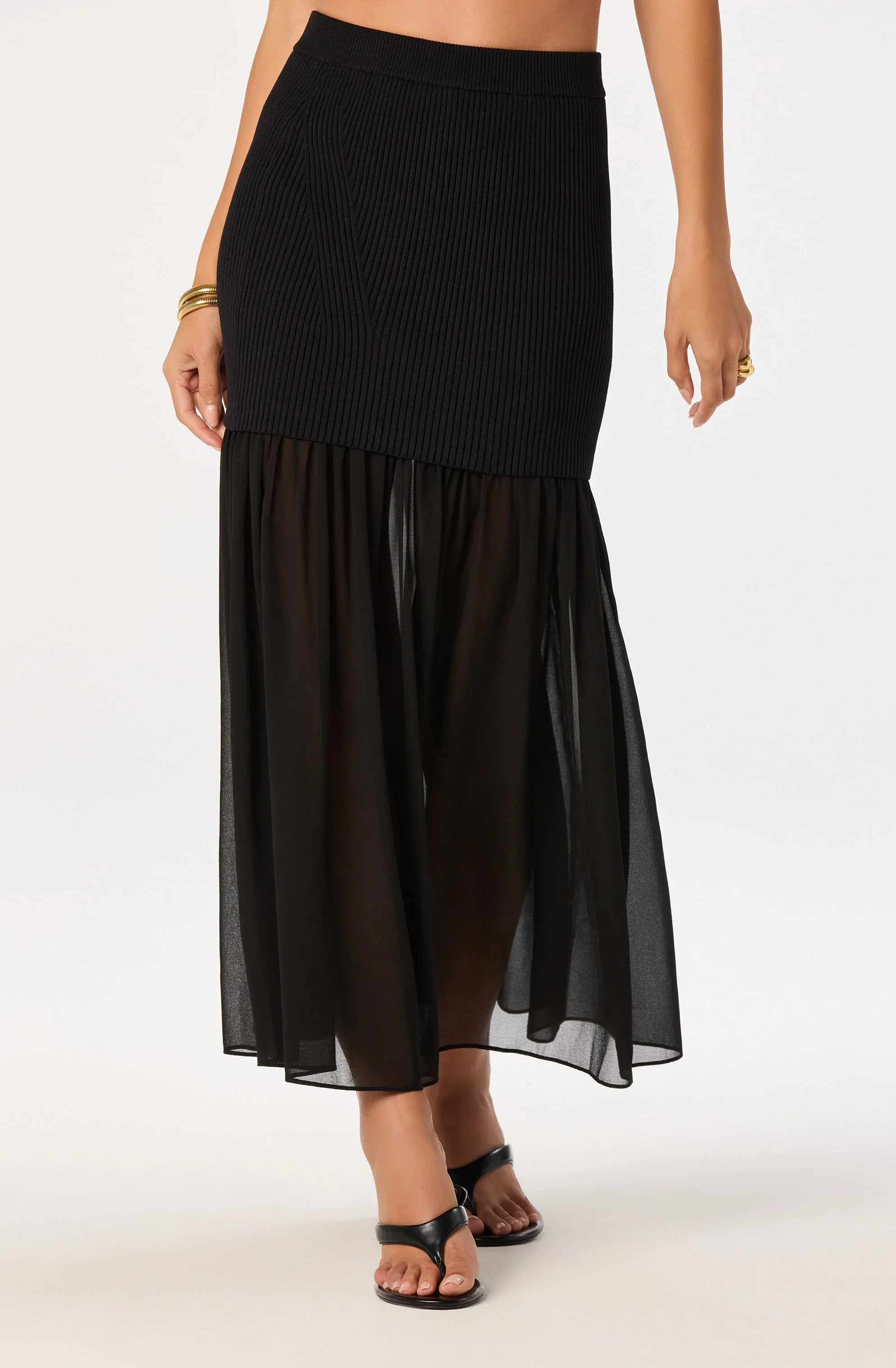 Inixyf Halie Mixed Media Maxi Skirt