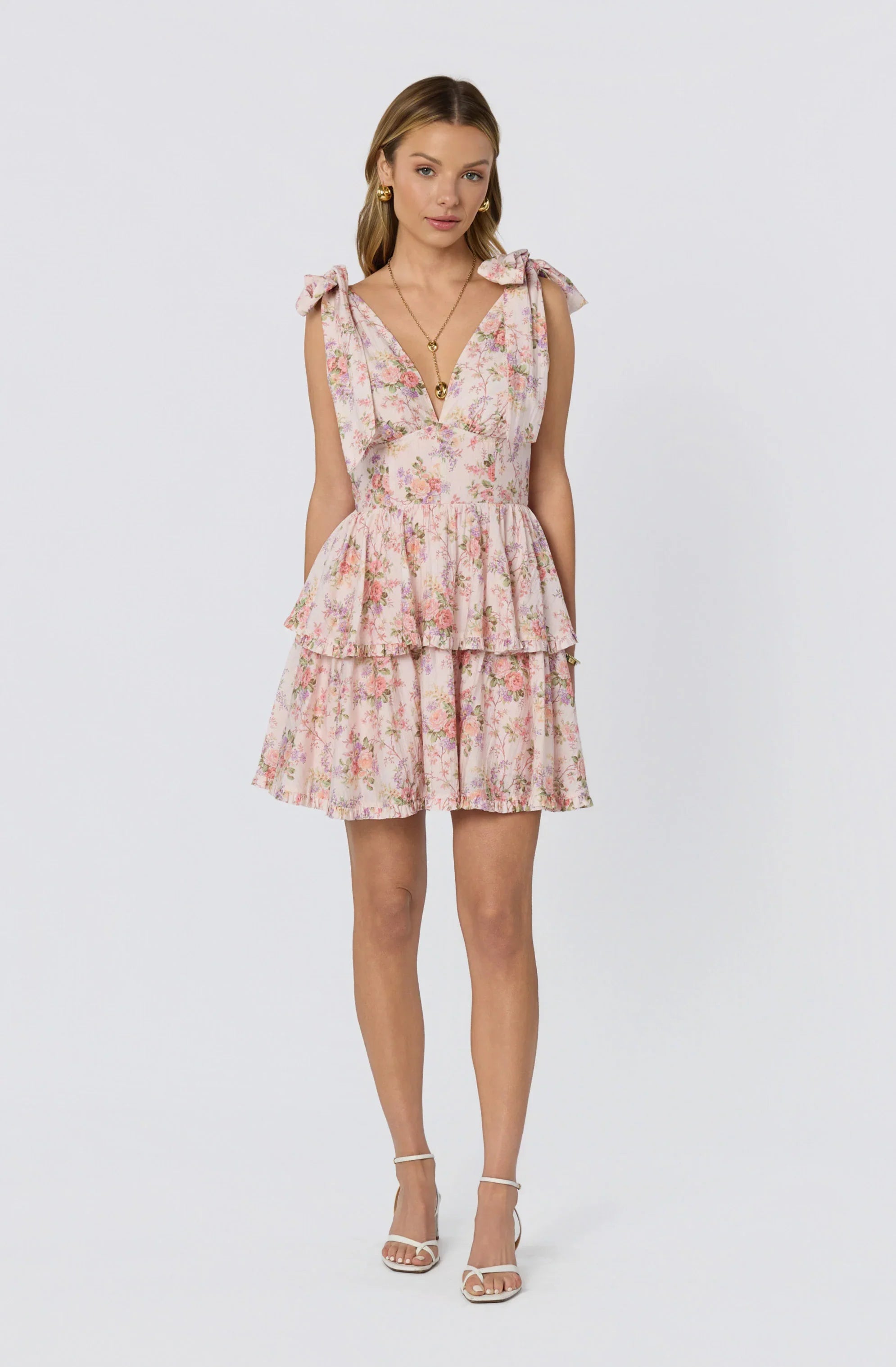 Inixyf Ainlay Floral Tiered Mini Dress