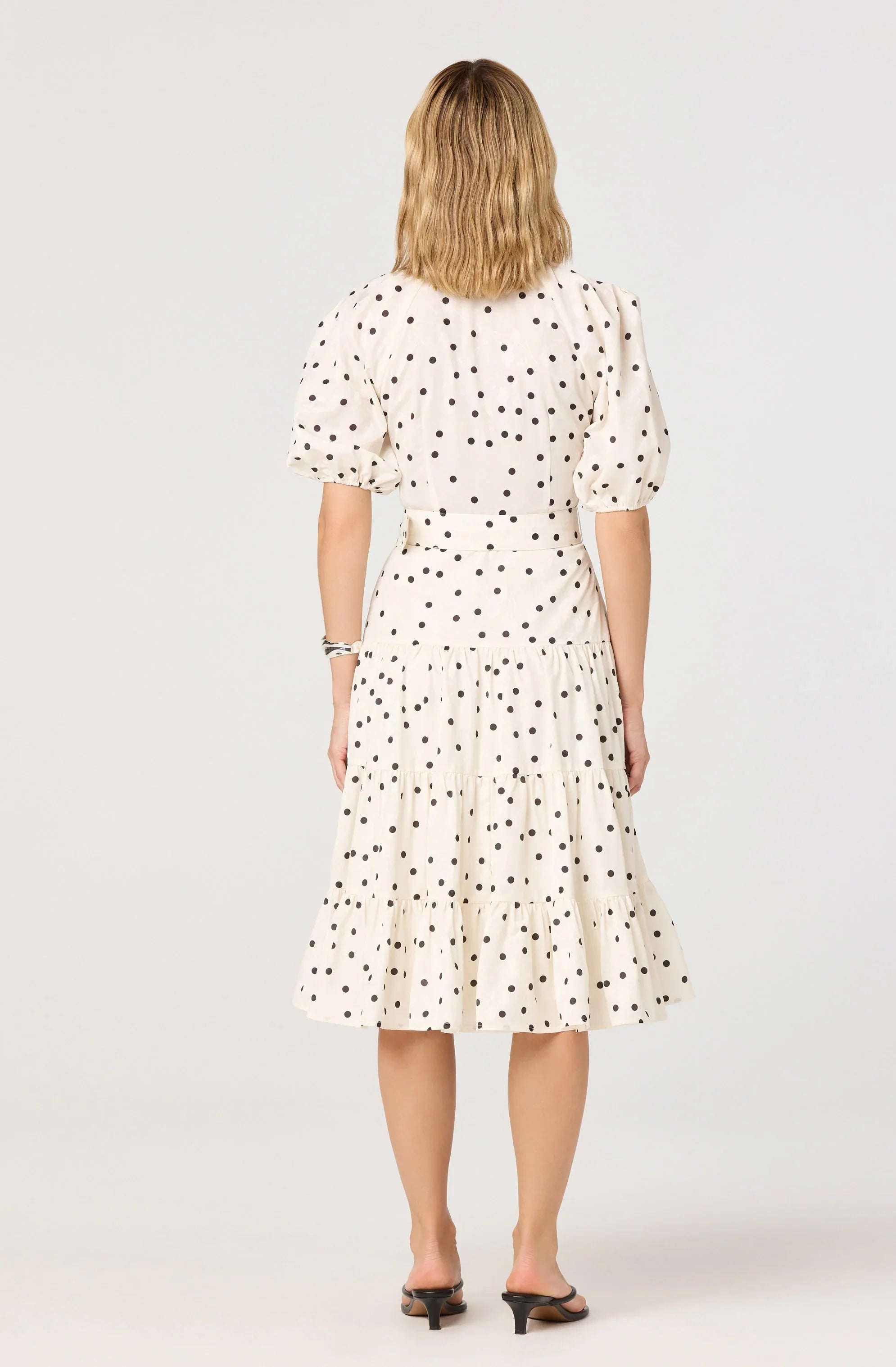 Inixyf Minnie Polka Dot Tiered Midi Dress