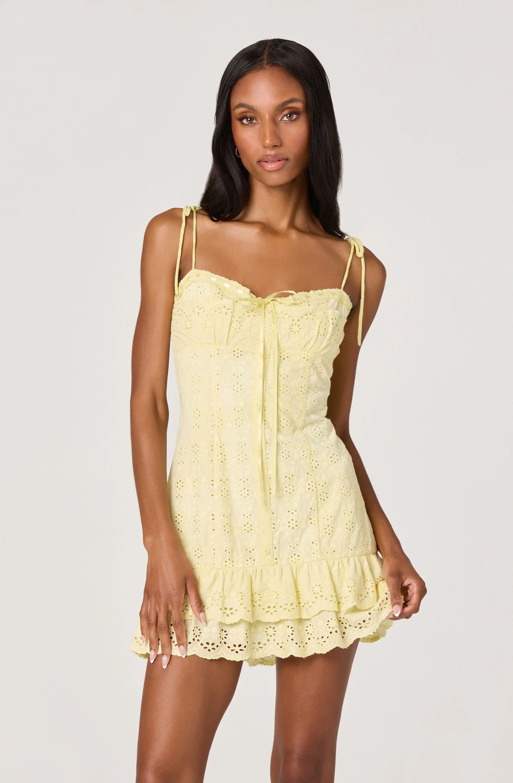 Inixyf Kelley Eyelet Tie-Strap Mini Dress