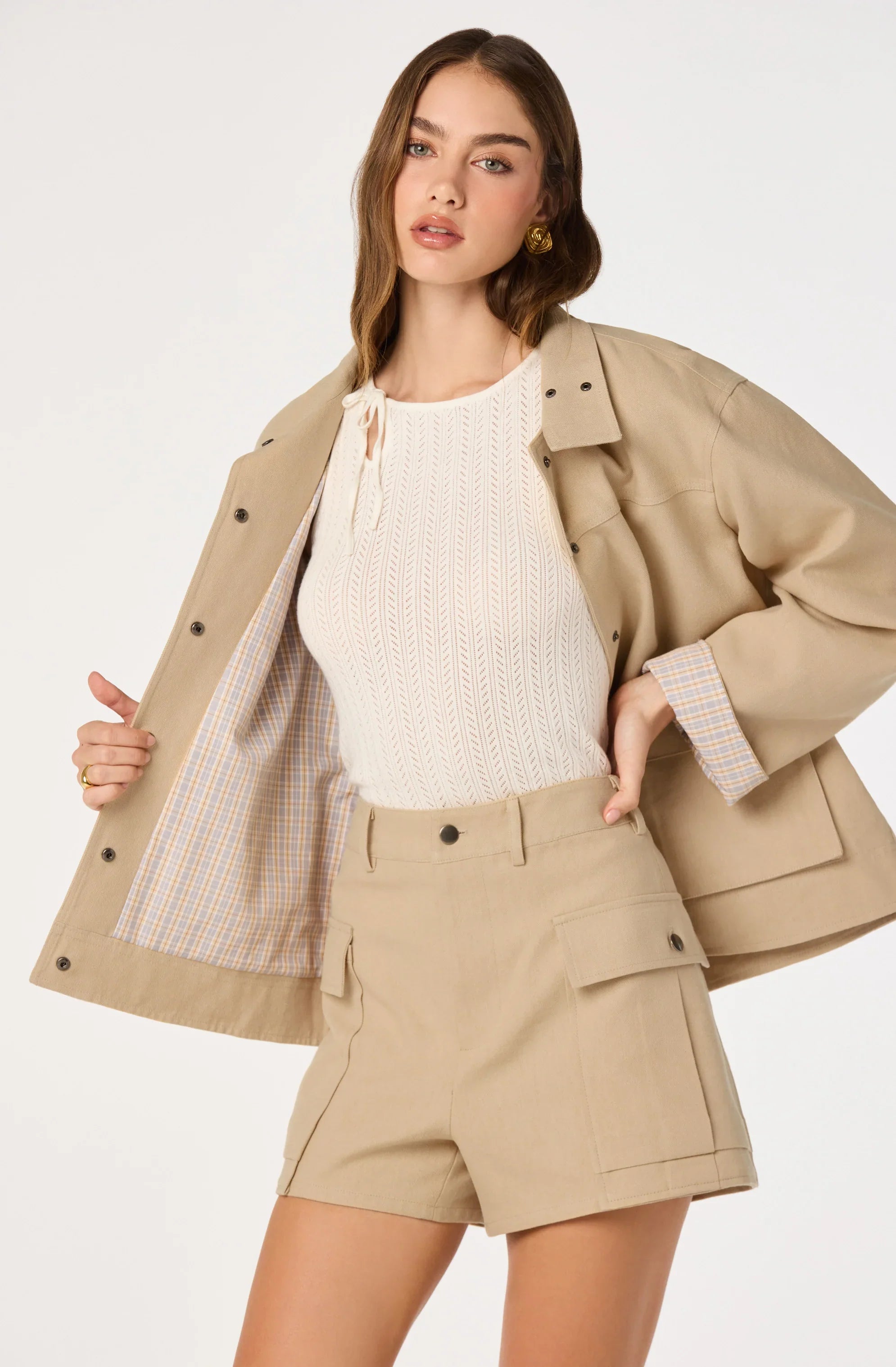 Inixyf Beron Utility Jacket with Plaid Trim