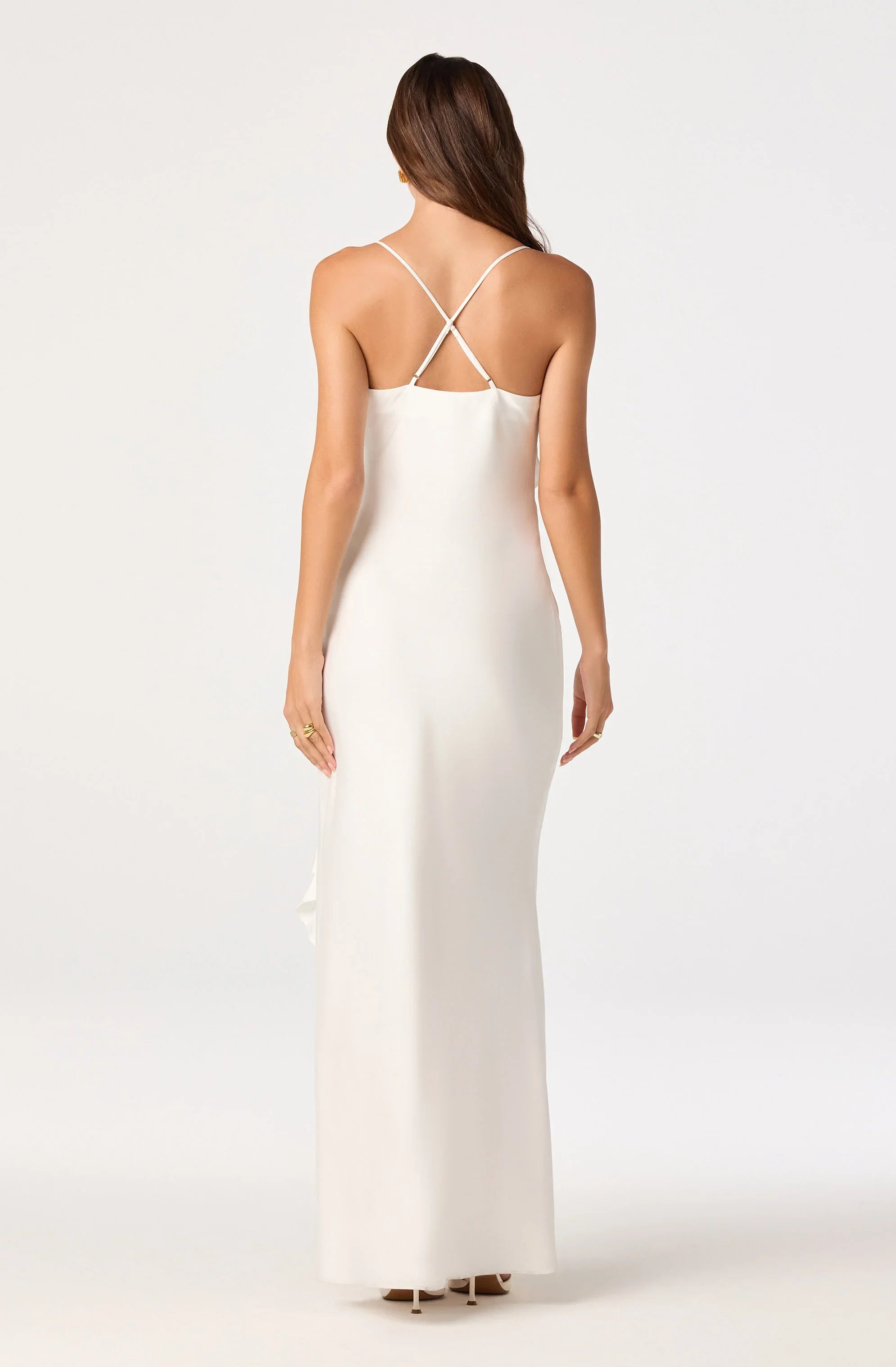 Inixyf Adelina Satin Ruffle Maxi Dress