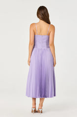 Inixyf Shionagh Satin Bow-Detail Pleated Midi Dress
