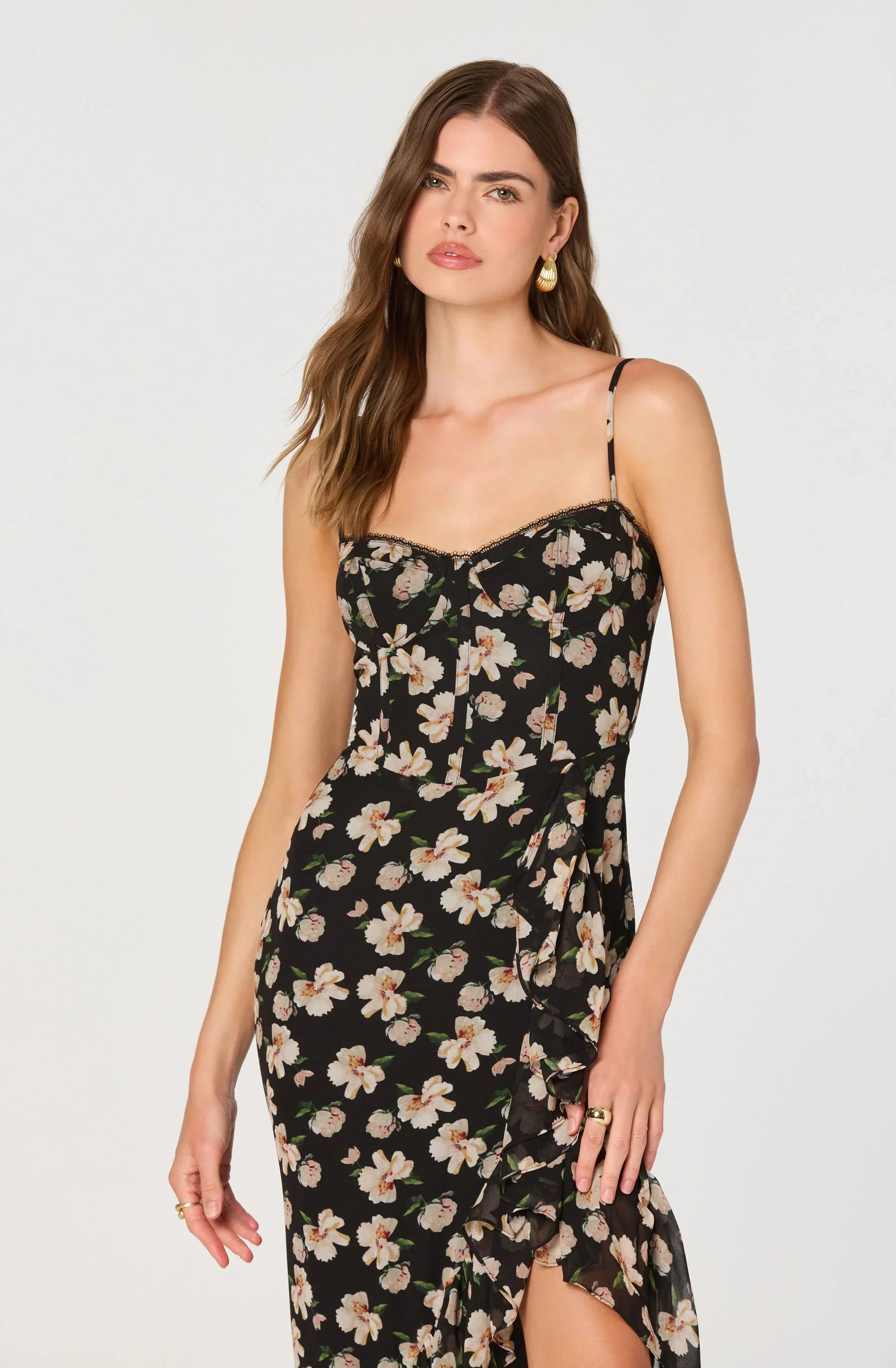 Lbruh Brisbane Asymmetrical Floral Midi Dress