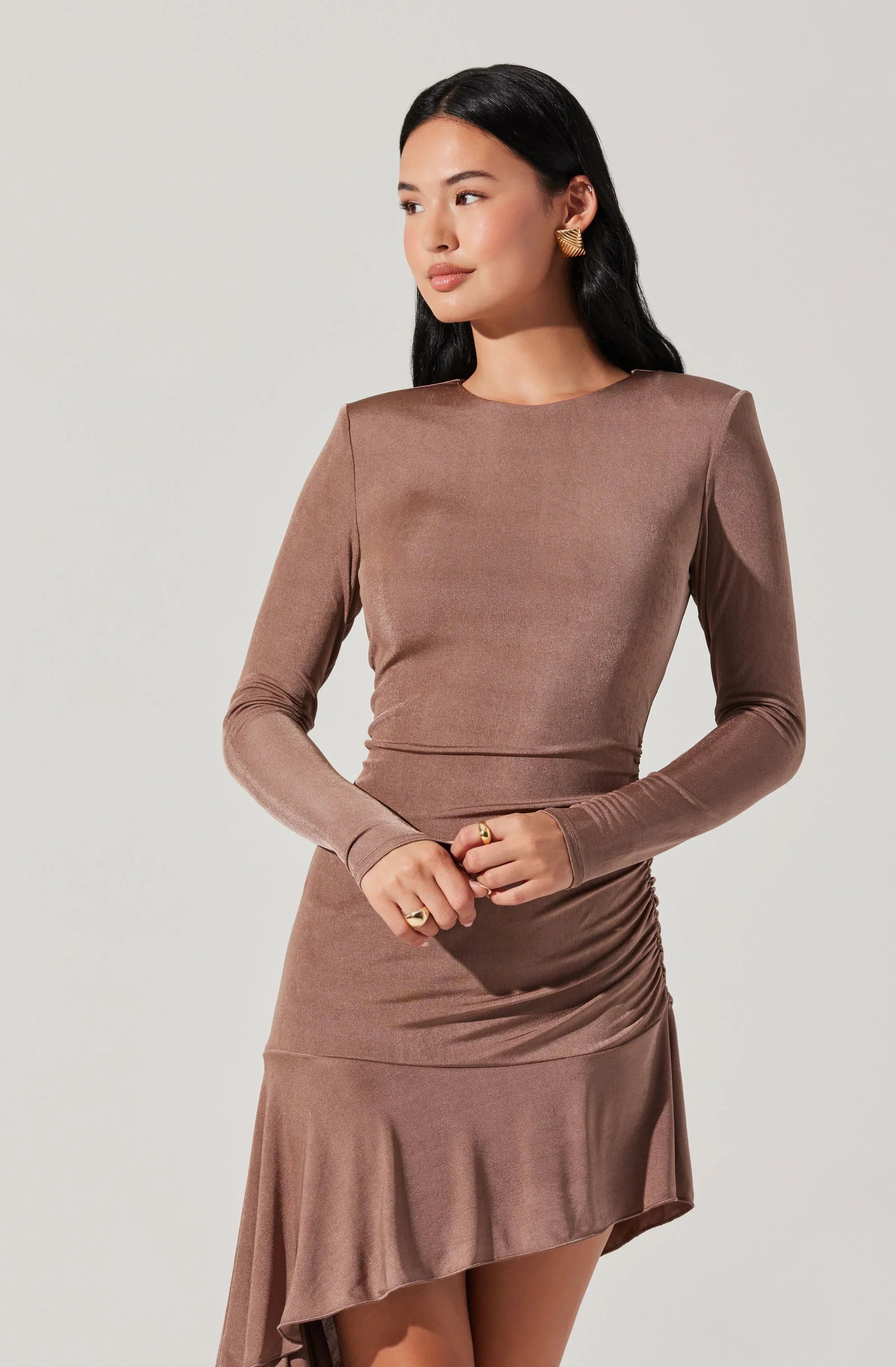 Lbruh Asymmetric Ruffle Hem Mini Dress