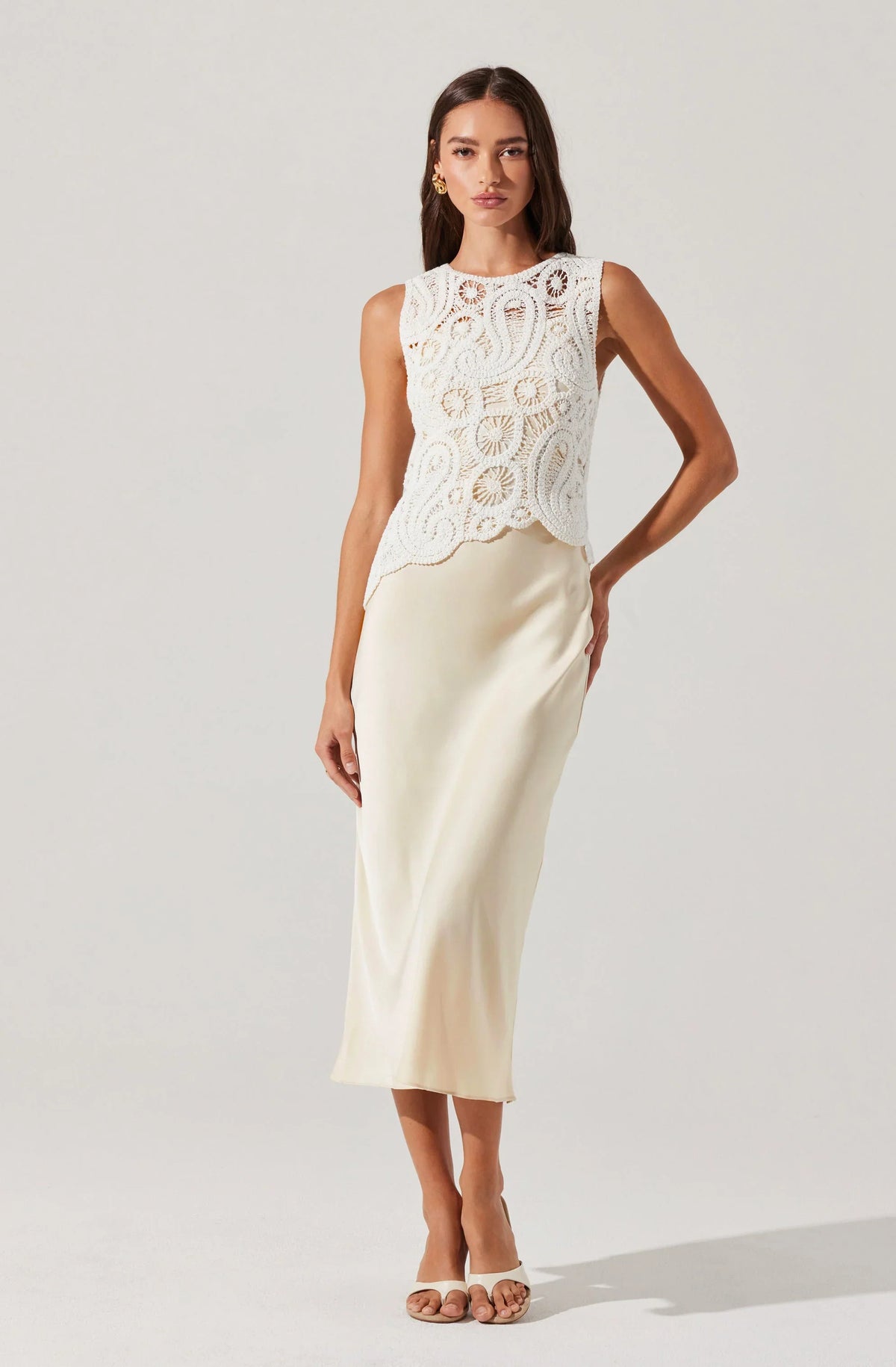 Lbruh Martina Crochet-Layered Satin Dress