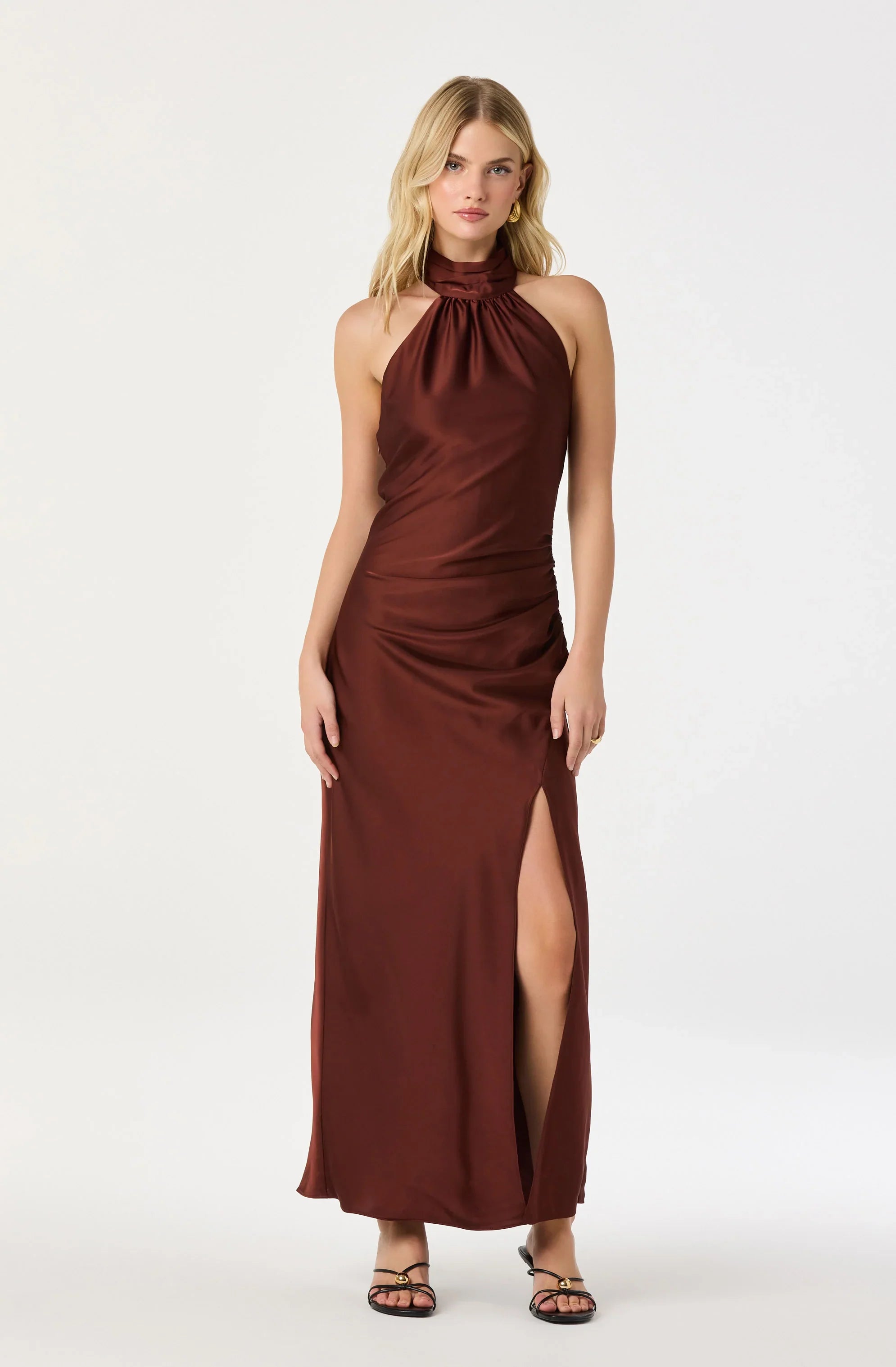 Lbruh Jasmin Satin Halter Maxi Dress
