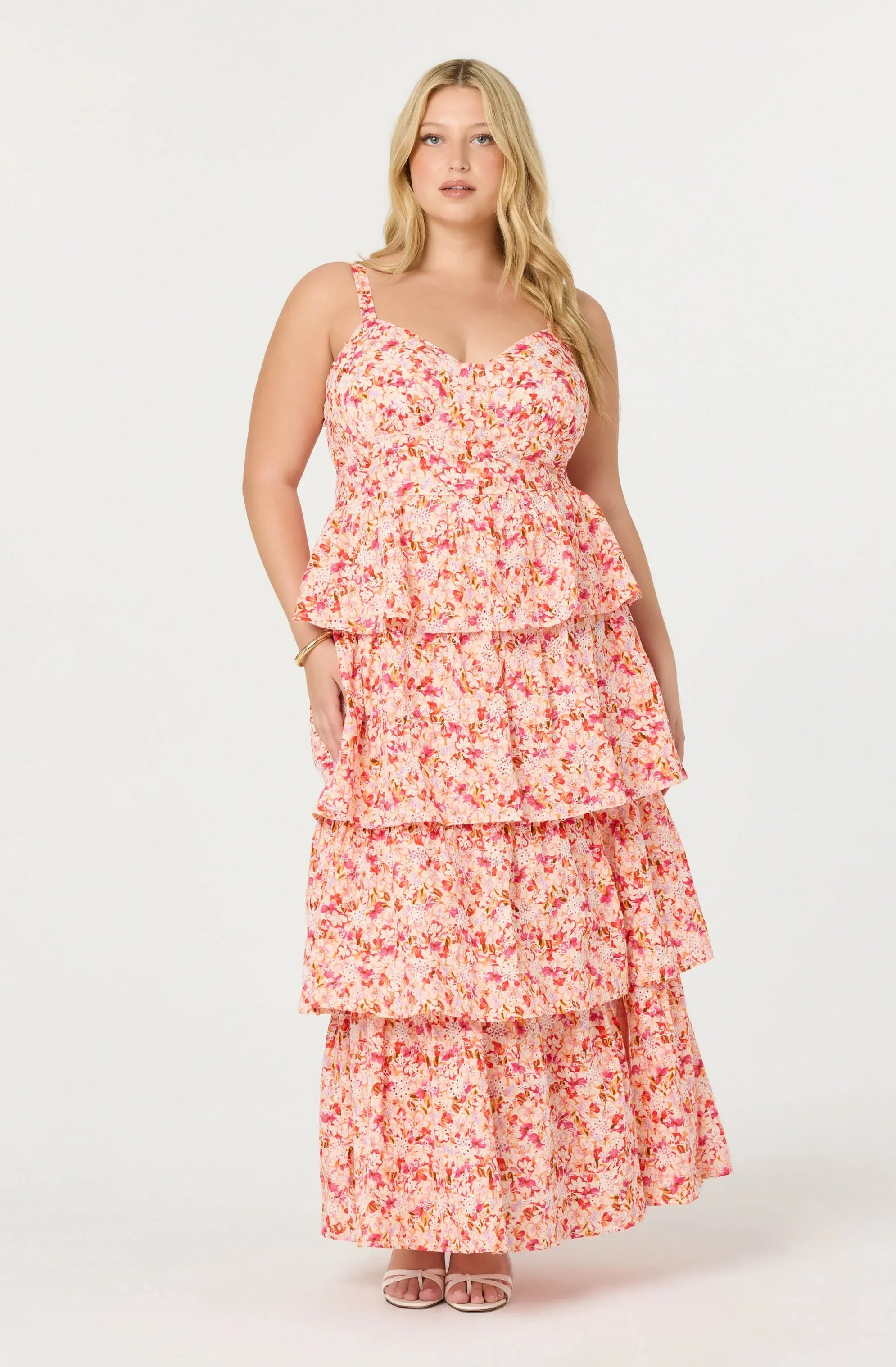 Lbruh Midsummer Eyelet Tiered Floral Maxi Dress