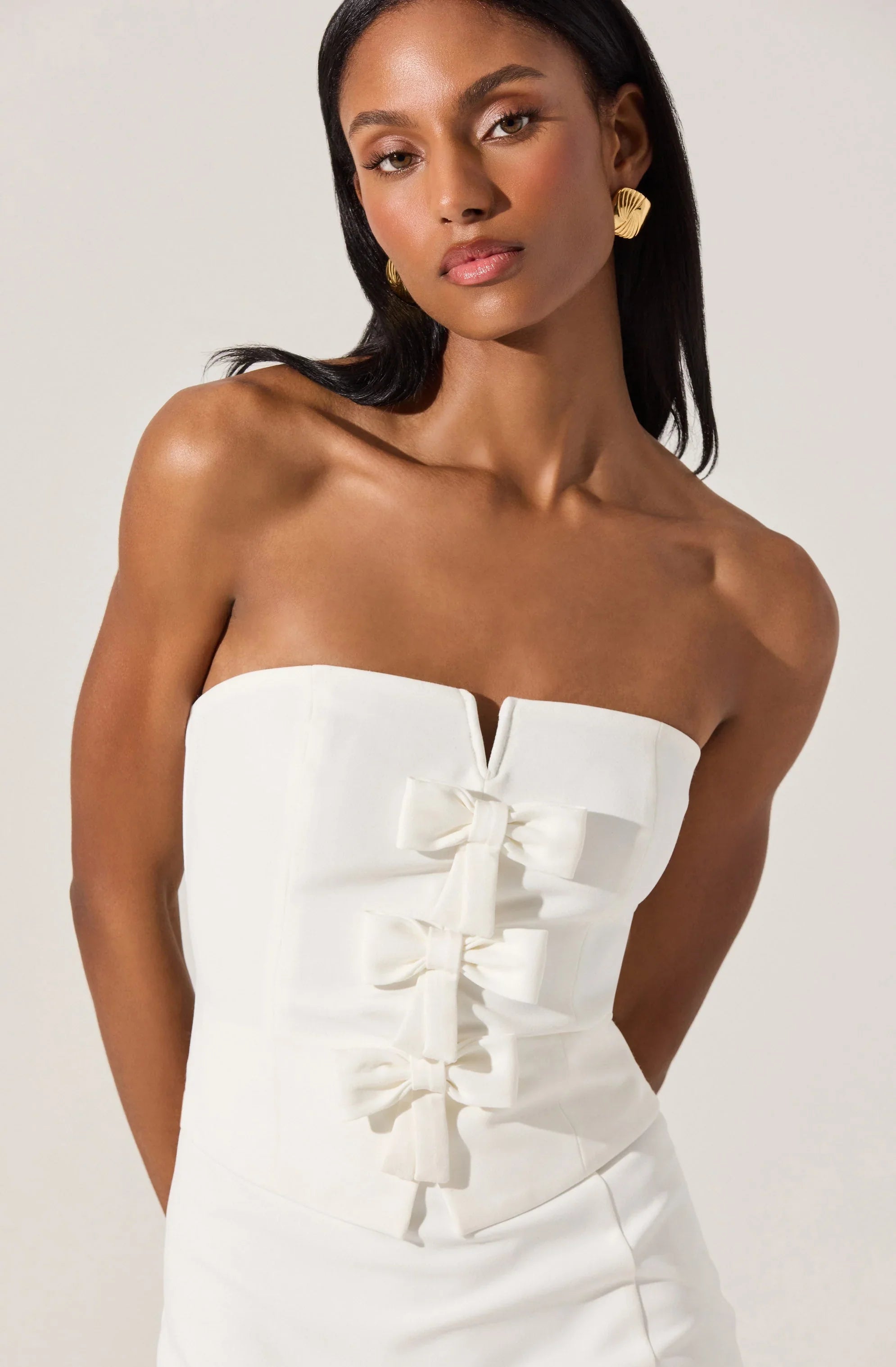Lbruh Strapless Layered Bow Mini Dress