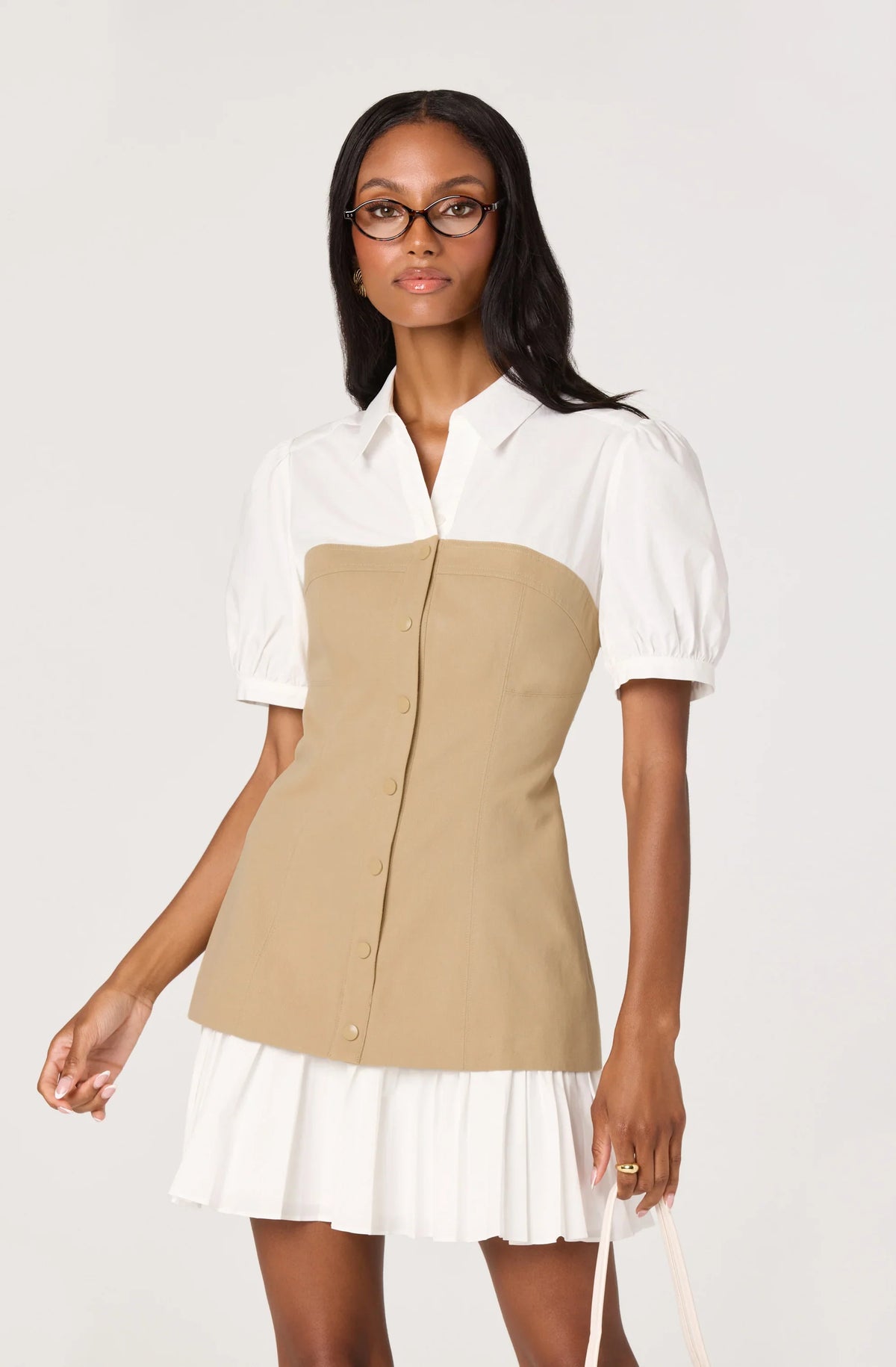 Inixyf Joseline Mixed Media Faux Layered Mini Dress