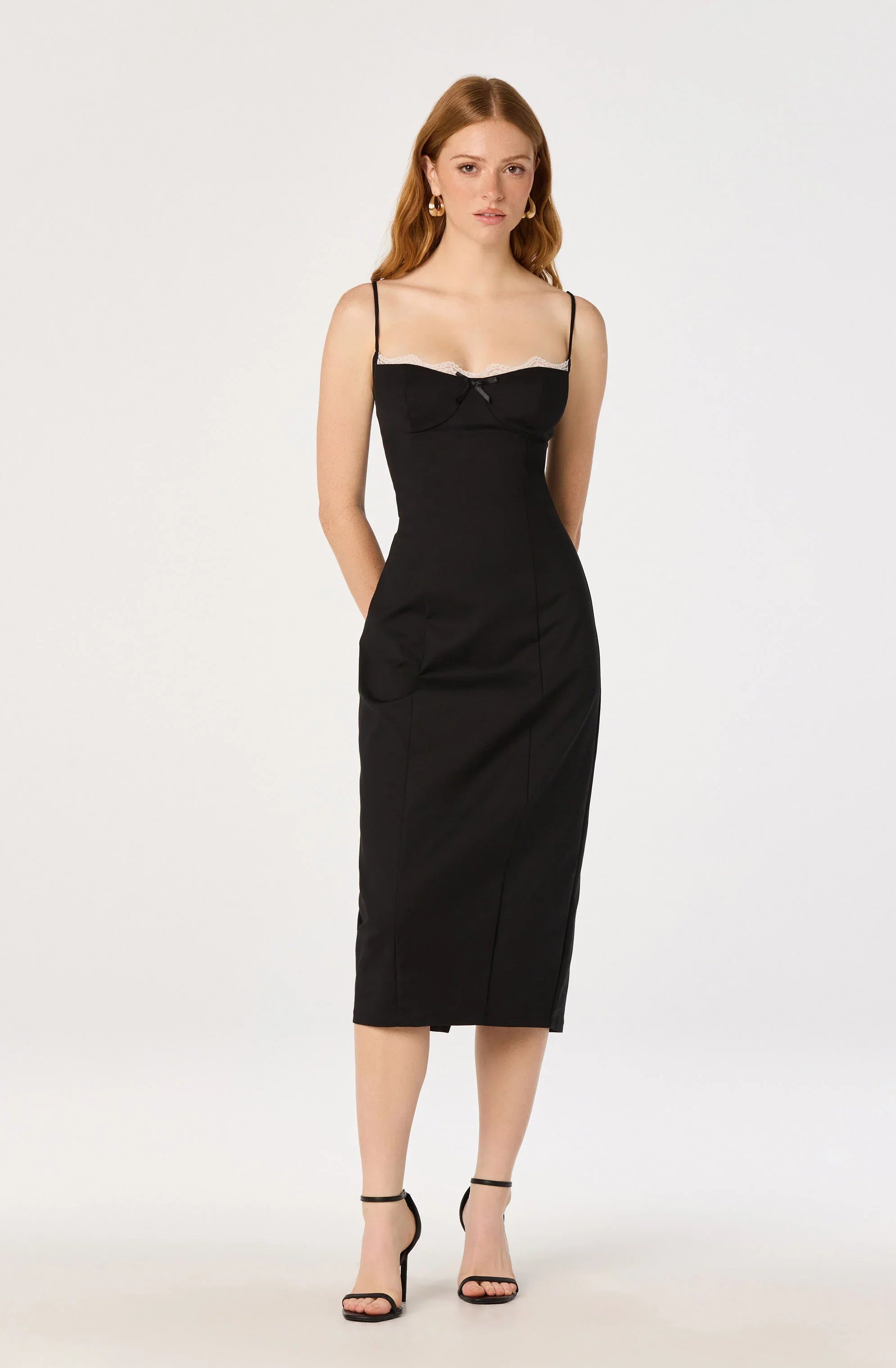 Lbruh Bea Lace Trim Bustier Midi Dress