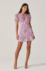 Lbruh Floral Puff Sleeve Mini Dress