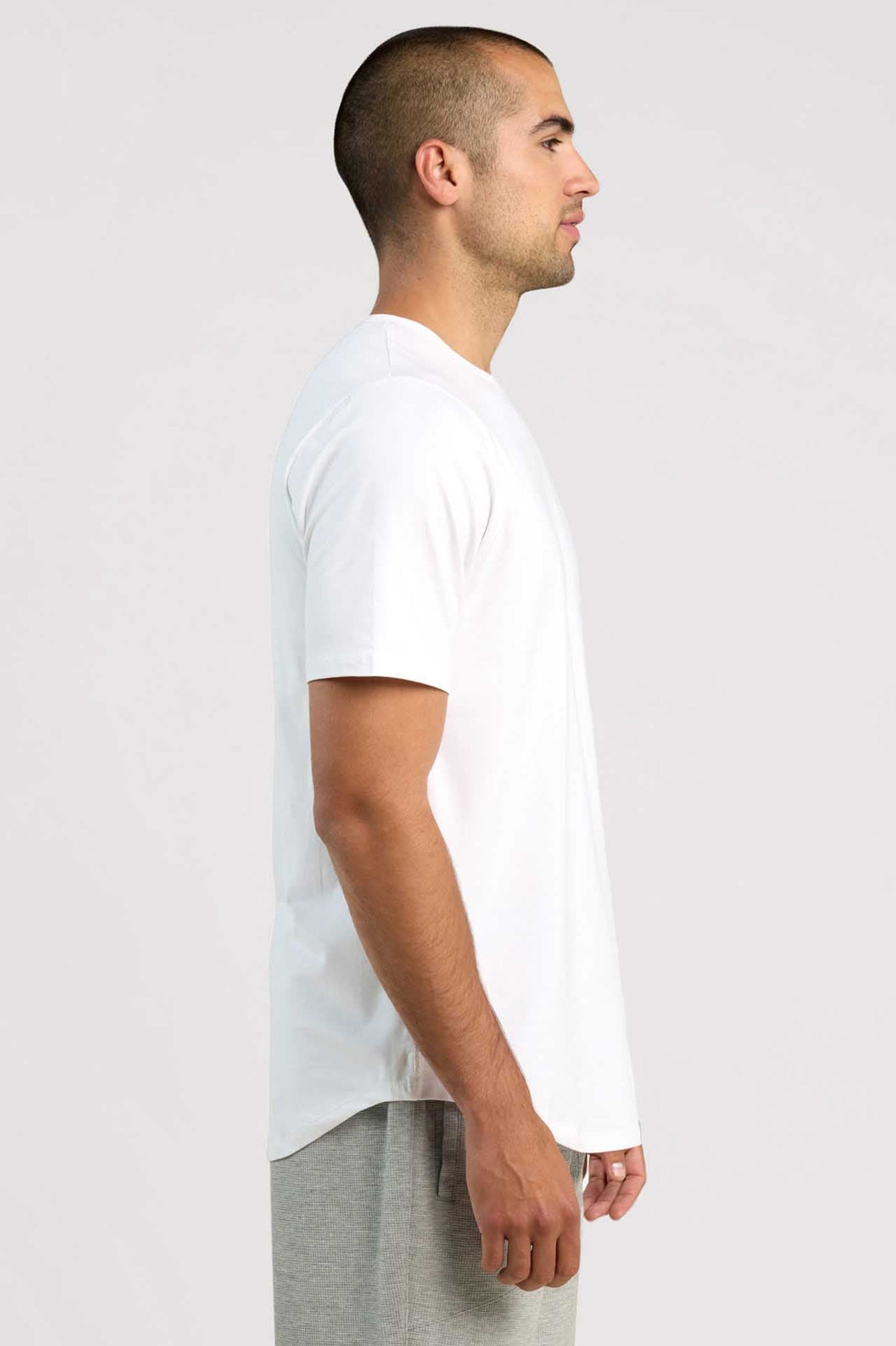 Short Sleeve Curved Hem T-Shirt | White