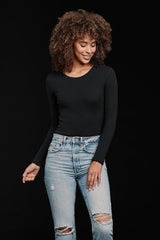 Long Sleeve Ribbed Crewneck Bodysuit