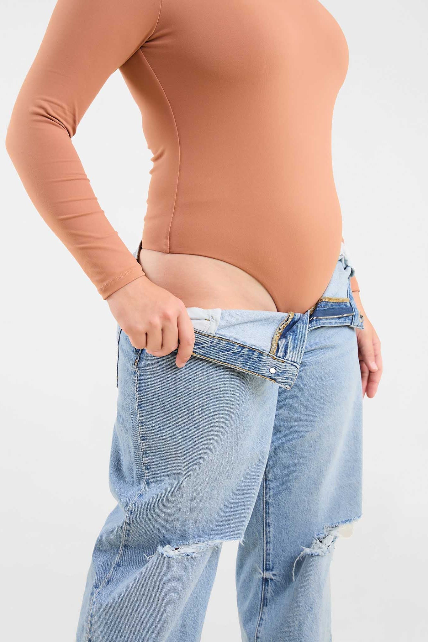 Long Sleeve Square Neck Bodysuit | Clay