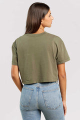 Vintage Cotton Cropped Tee | Olive
