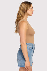 Cotton Stretch Classic Crewneck Tank Bodysuit | Cinnamon