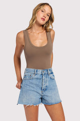 Seamless Scoop Tank Bodysuit | Mocha