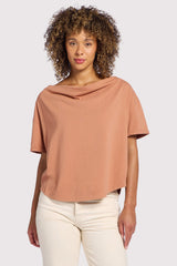Vintage Cotton Off The Shoulder T-Shirt | Clay