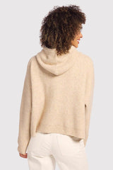 Cozy Knit Ribbed Sweater Hoodie | Heather Oat