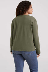 Vintage Cotton Long Sleeve Everyday T-Shirt | Olive