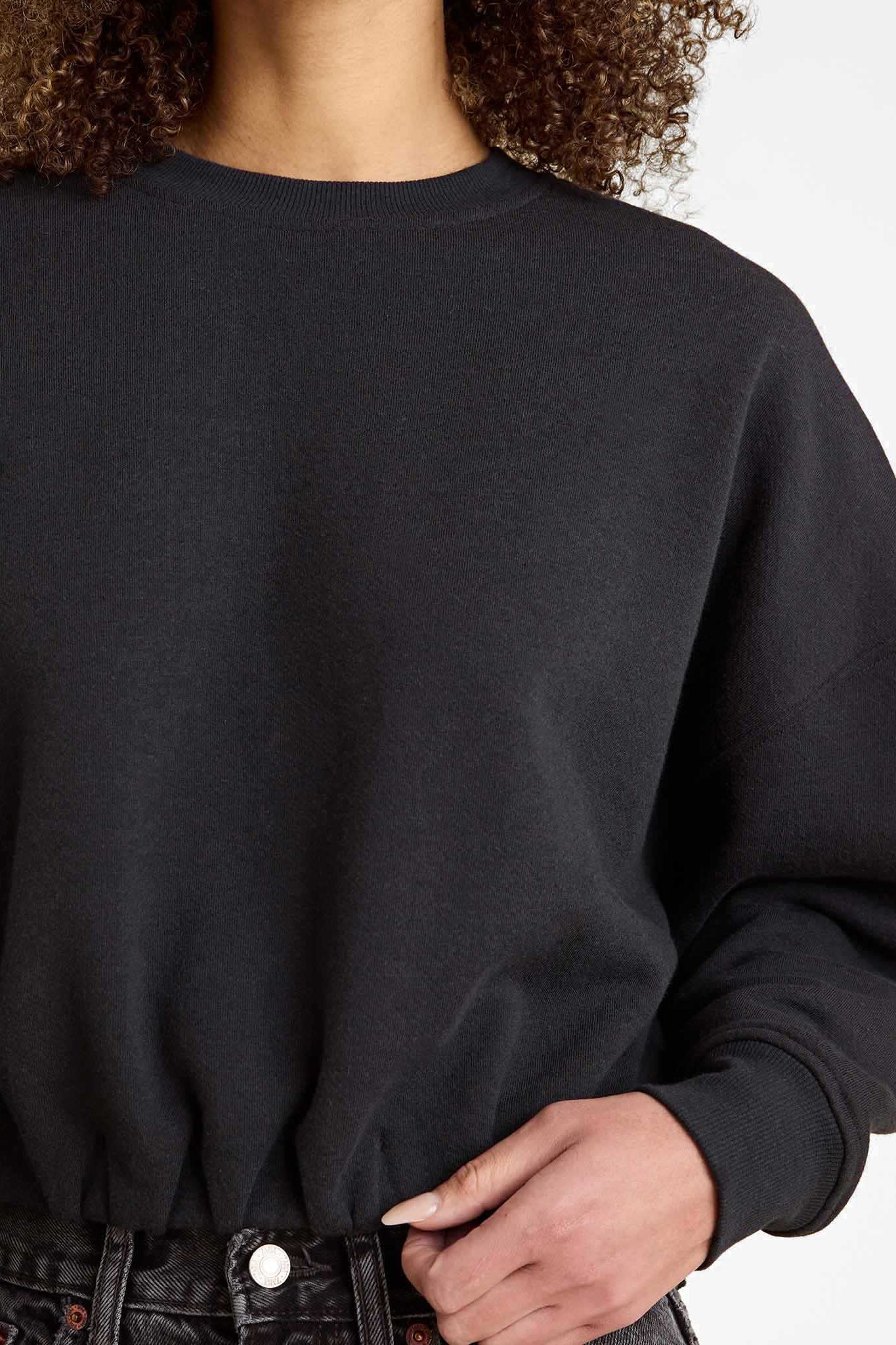 Vintage Fleece Cinch Waist Sweatshirt | Black