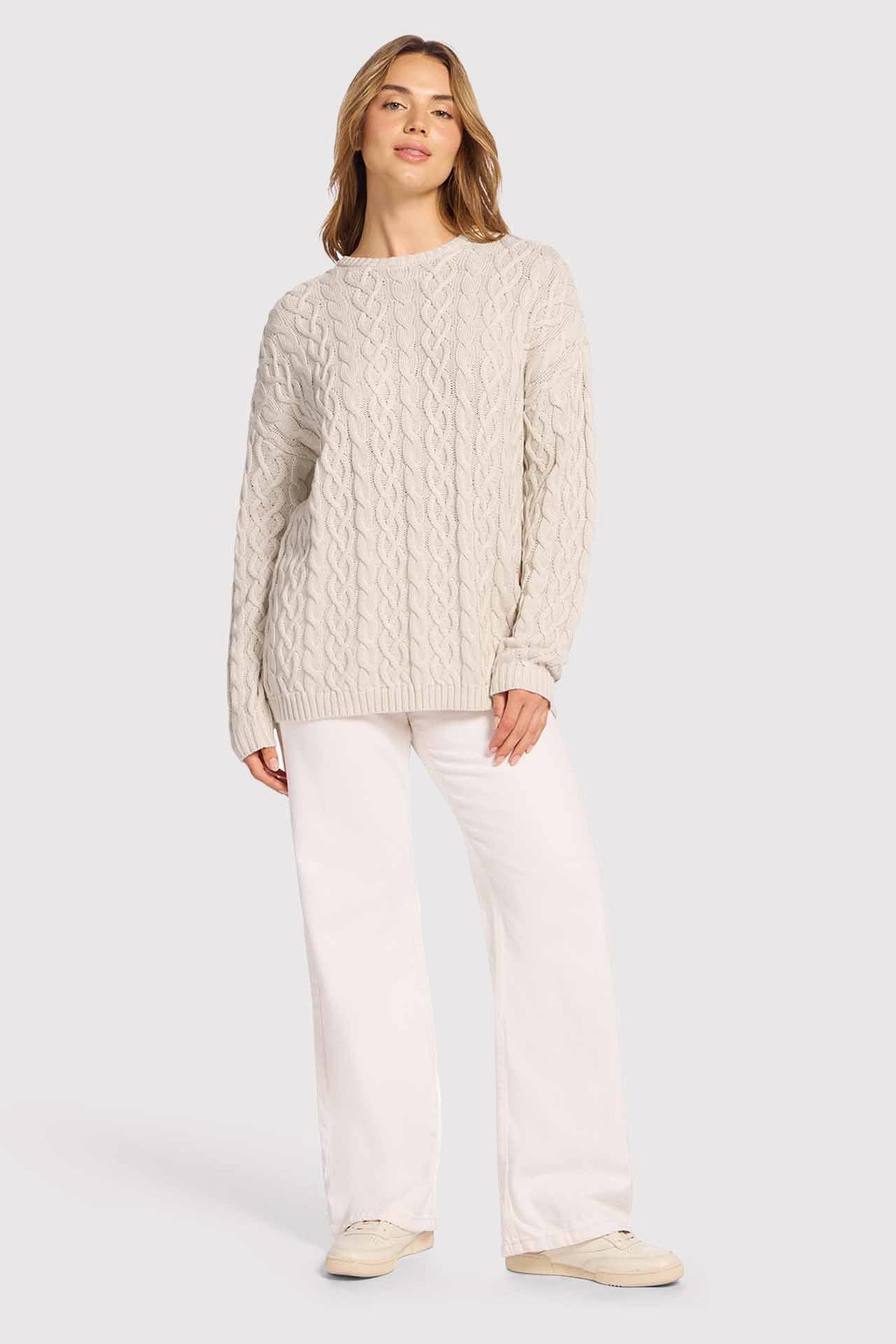 Lightweight Cable Sweater | Bone