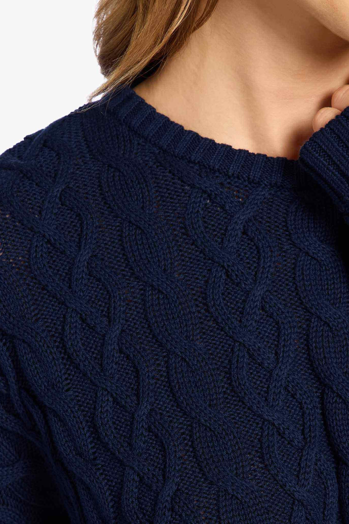 Lightweight Cable Sweater | Navy