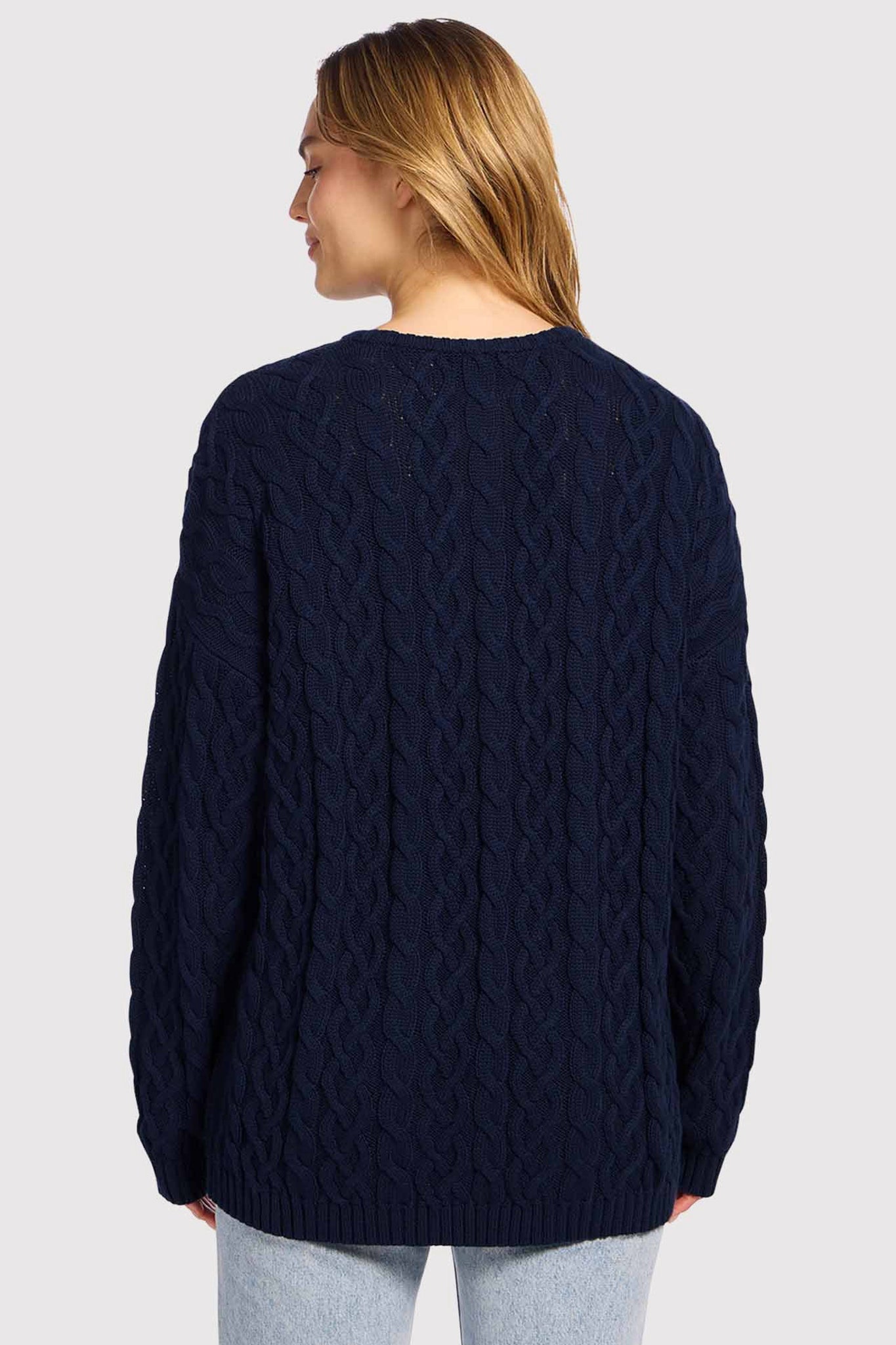 Lightweight Cable Sweater | Navy