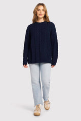 Lightweight Cable Sweater | Navy