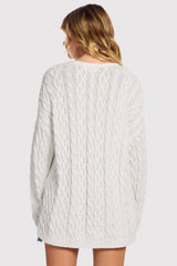 Lightweight Cable Sweater | White