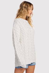Lightweight Cable Sweater | White