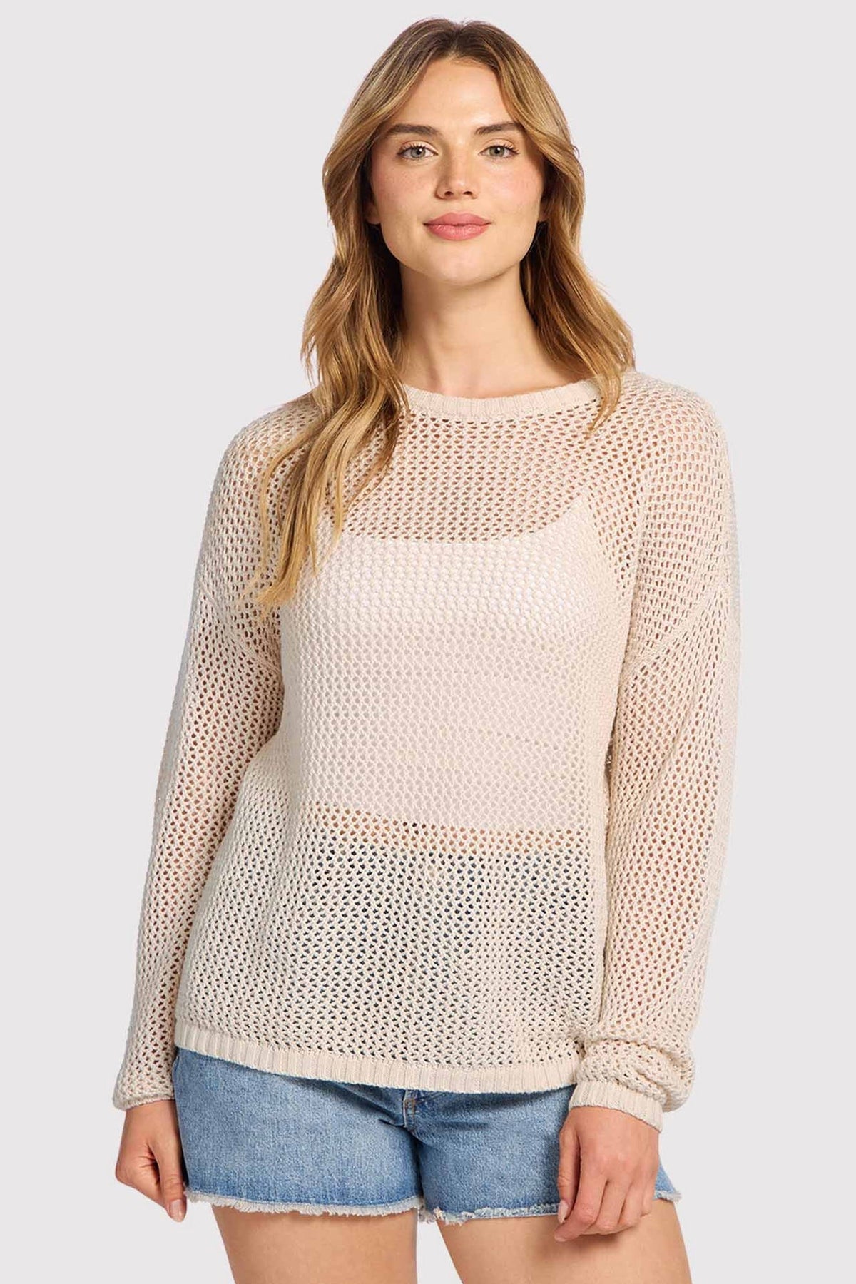 Open Knit Sweater | Bone