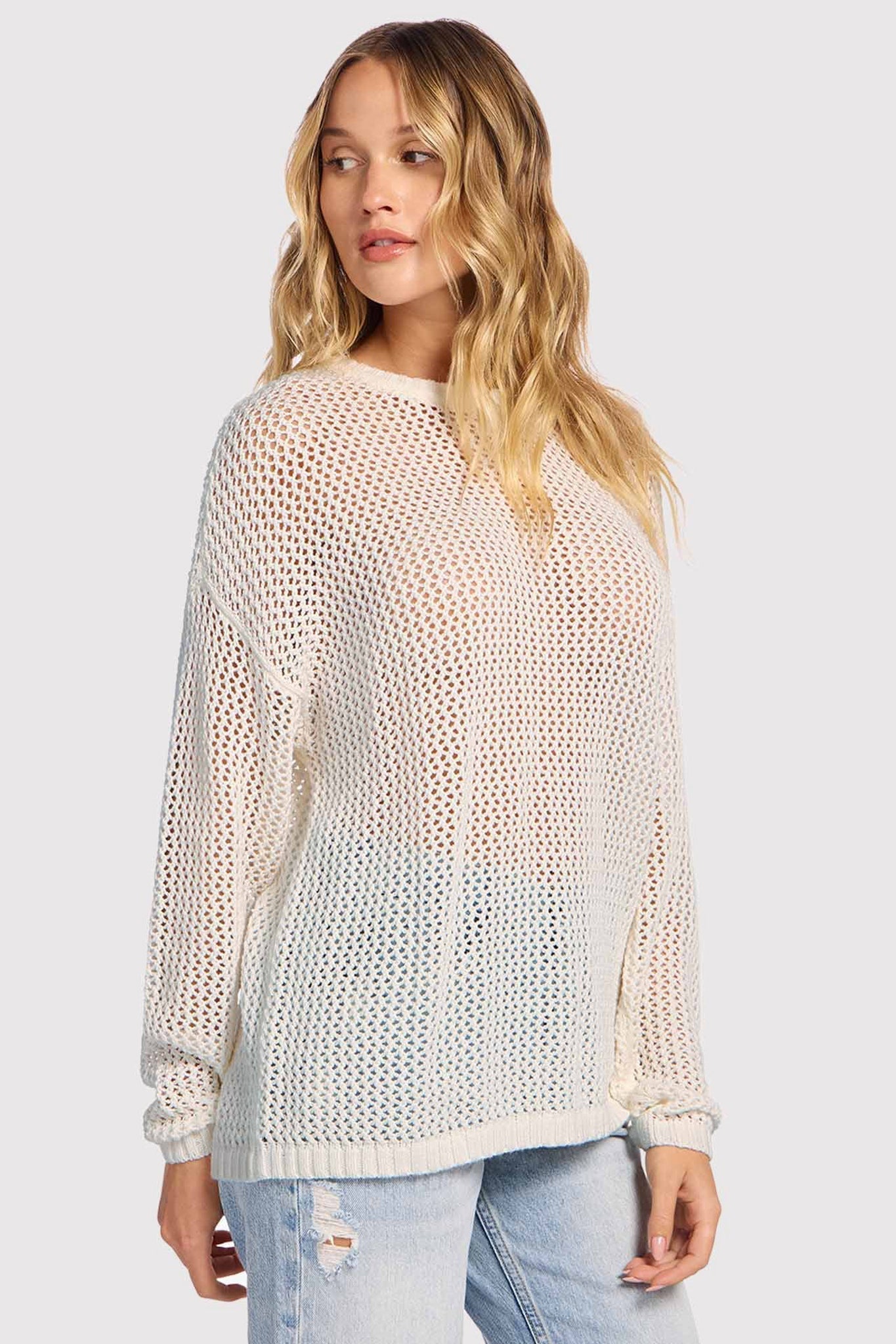 Open Knit Sweater | White