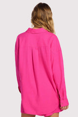 Linen Boyfriend Shirt | Fuchsia