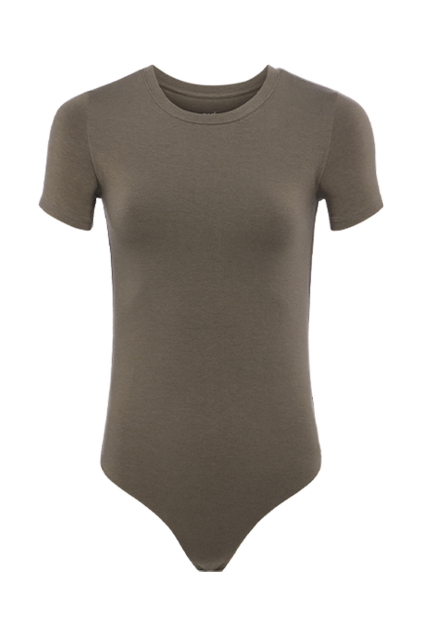 Cotton Stretch Short Sleeve Crewneck Bodysuit | Mocha